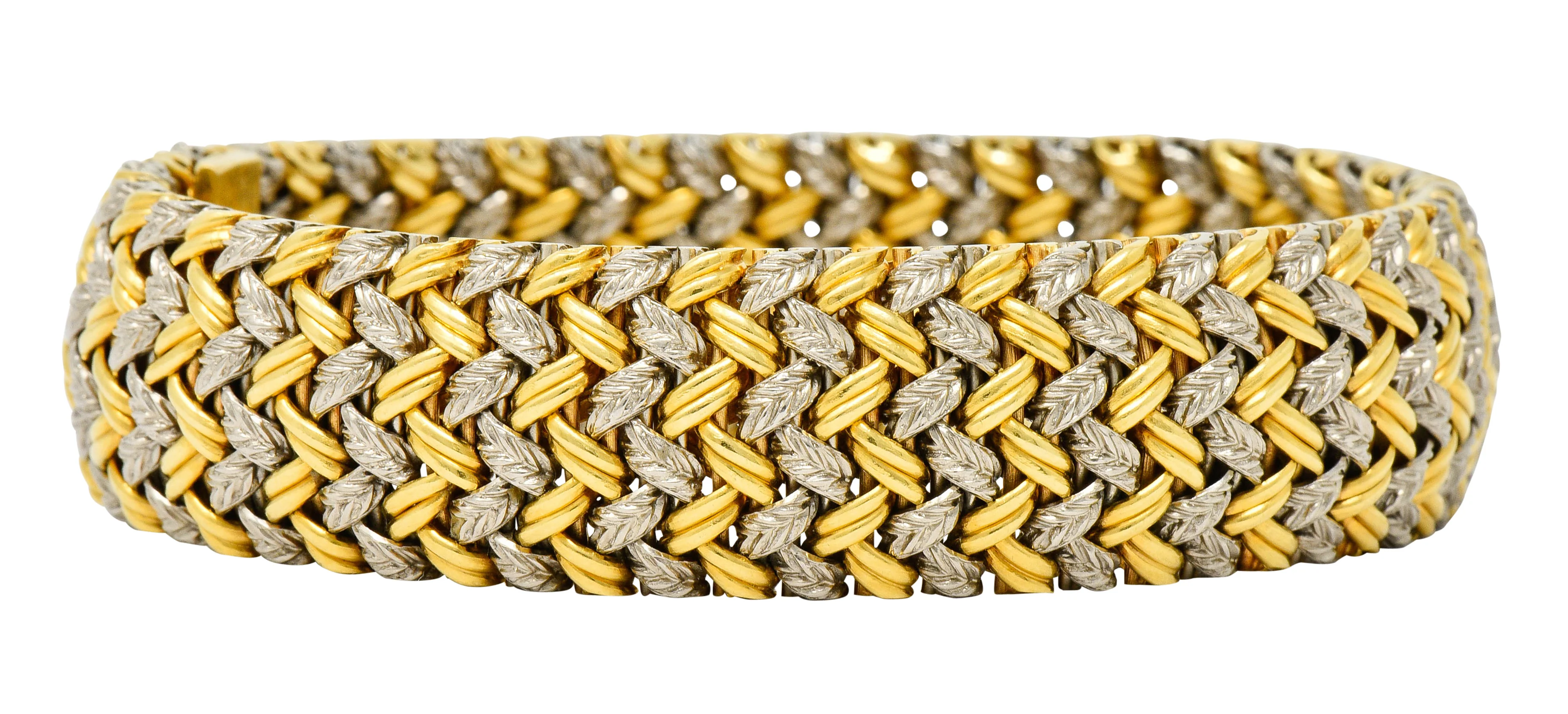 1989 French Vintage 18 Karat Gold Woven Bracelet - Image 12