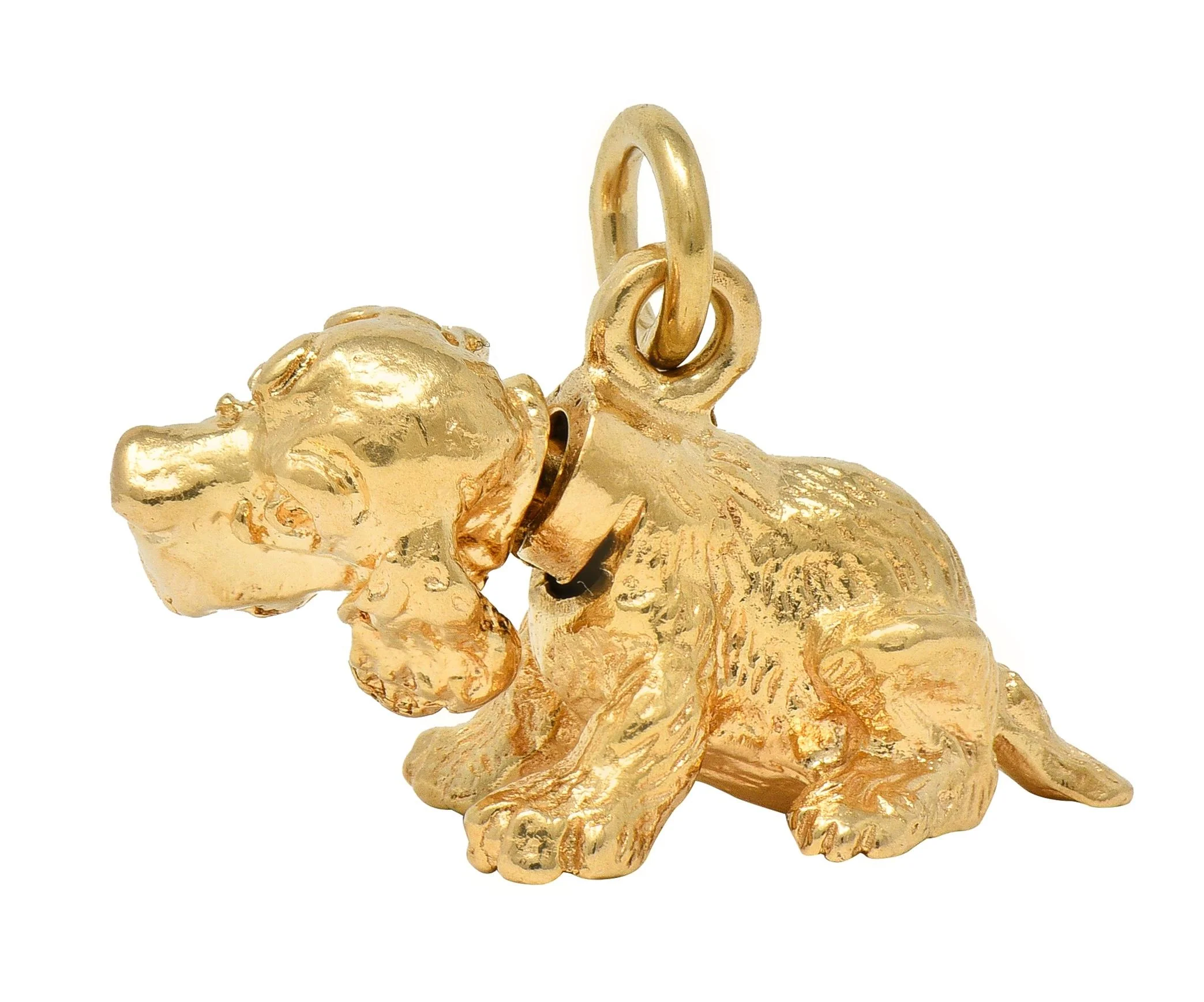 1990's 14 Karat Yellow Gold Vintage Bobble Head Spaniel Dog Charm - Image 3
