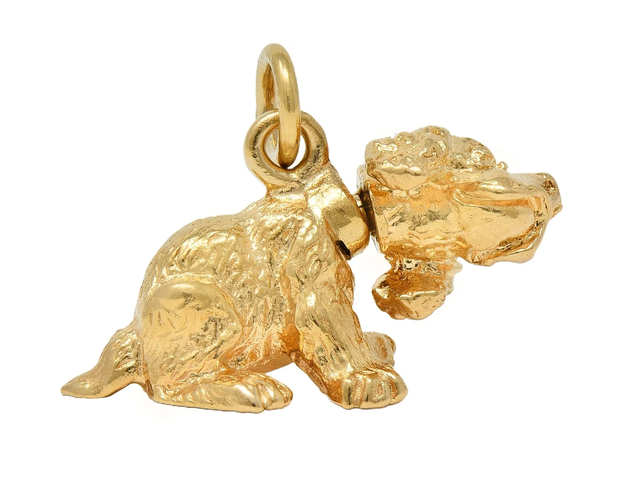 1990's 14 Karat Yellow Gold Vintage Bobble Head Spaniel Dog Charm - Image 4