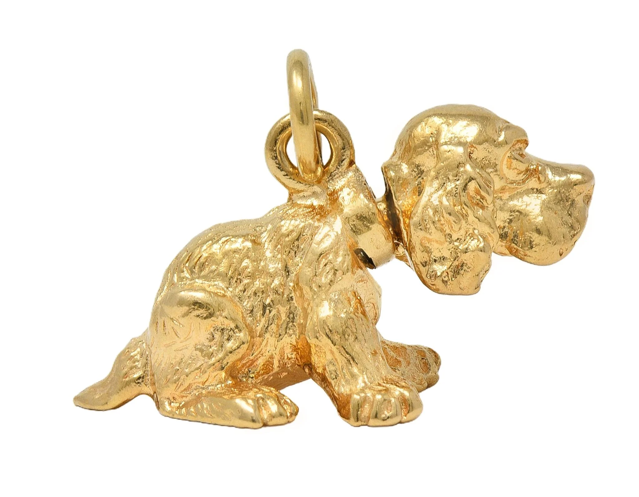 1990's 14 Karat Yellow Gold Vintage Bobble Head Spaniel Dog Charm - Image 7