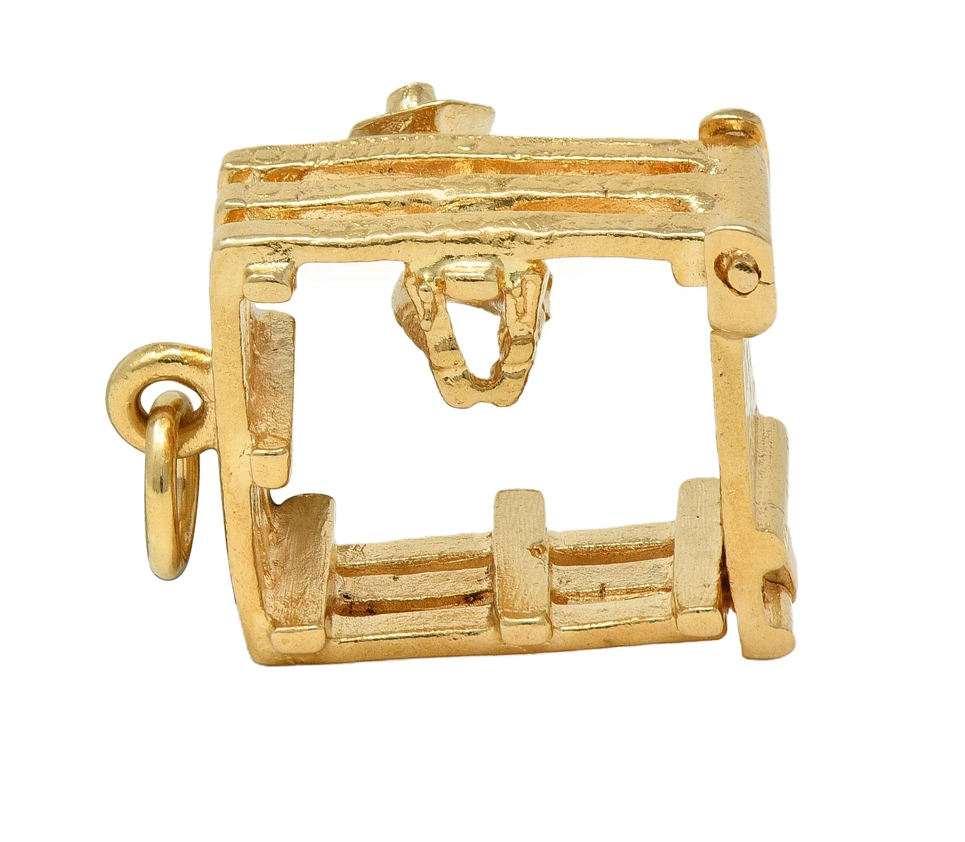 1990's 14 Karat Yellow Gold Vintage Farmer-In-A-Pen Pendant Charm - Image 6
