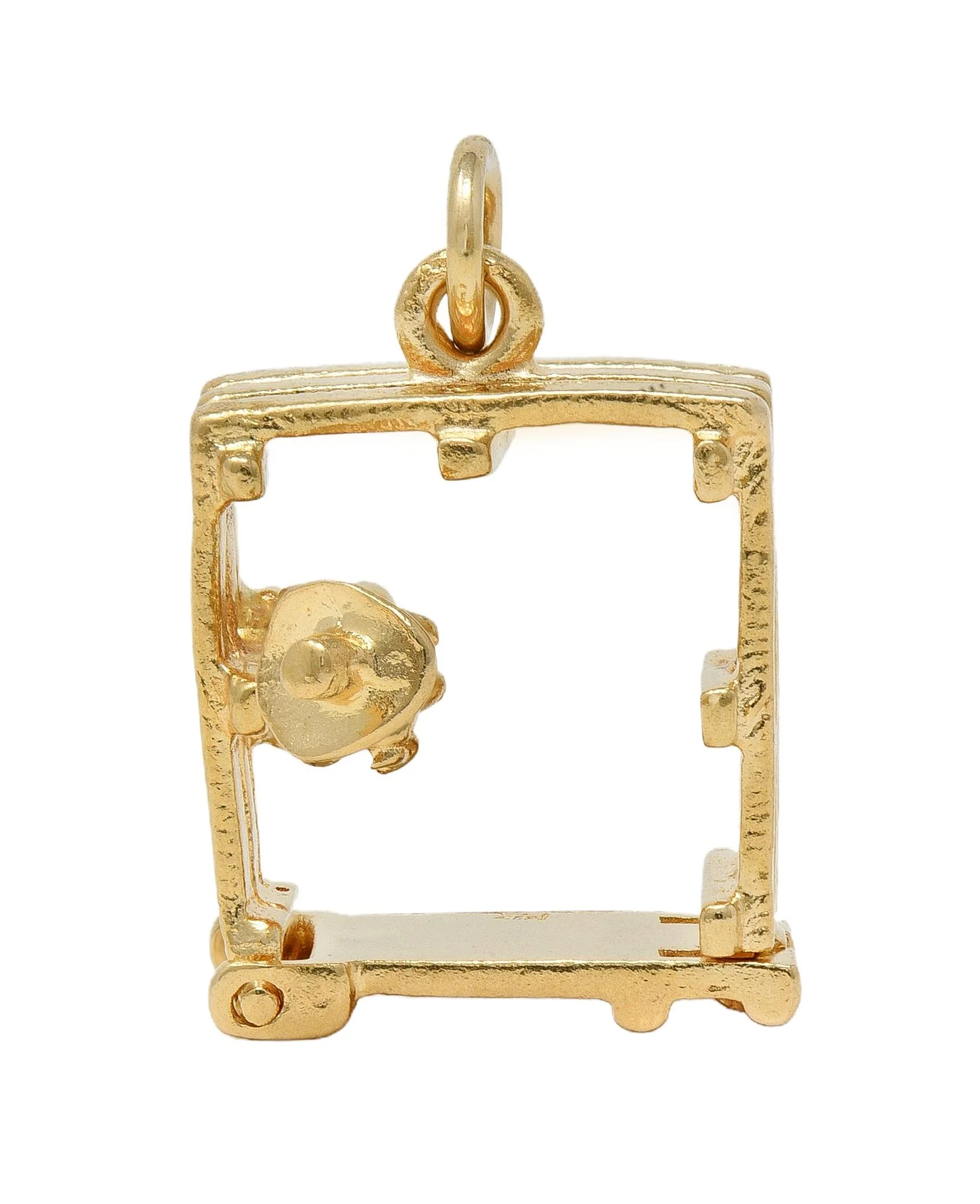 1990's 14 Karat Yellow Gold Vintage Farmer-In-A-Pen Pendant Charm - Image 7