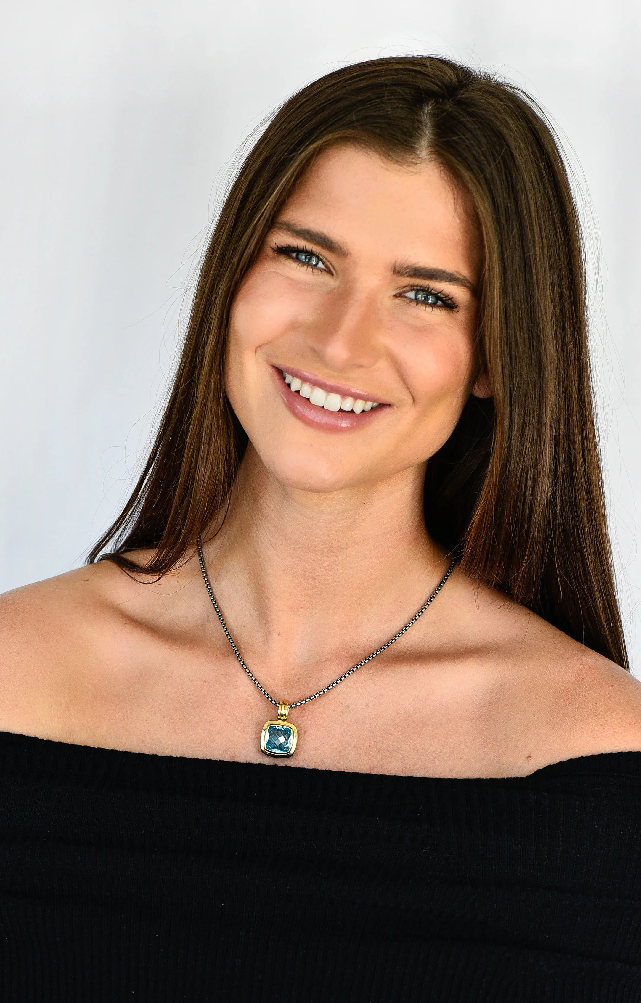 1990's David Yurman Blue Topaz 18 Karat Gold Sterling Silver Enhancer Pendant Necklace - Image 11