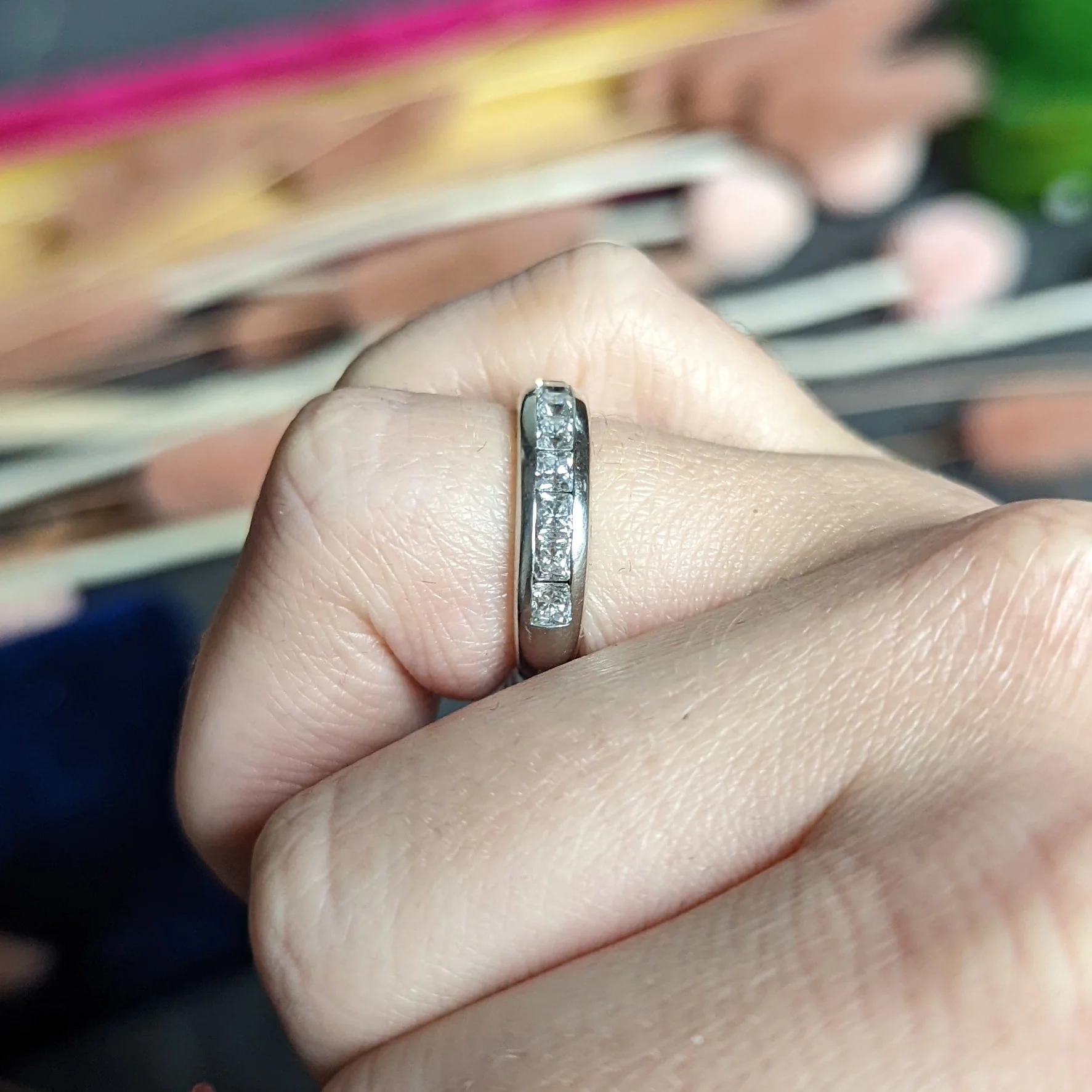 1990's Tiffany & Co. 1.10 CTW Diamond Platinum Lucida Channel Band Ring - Image 12