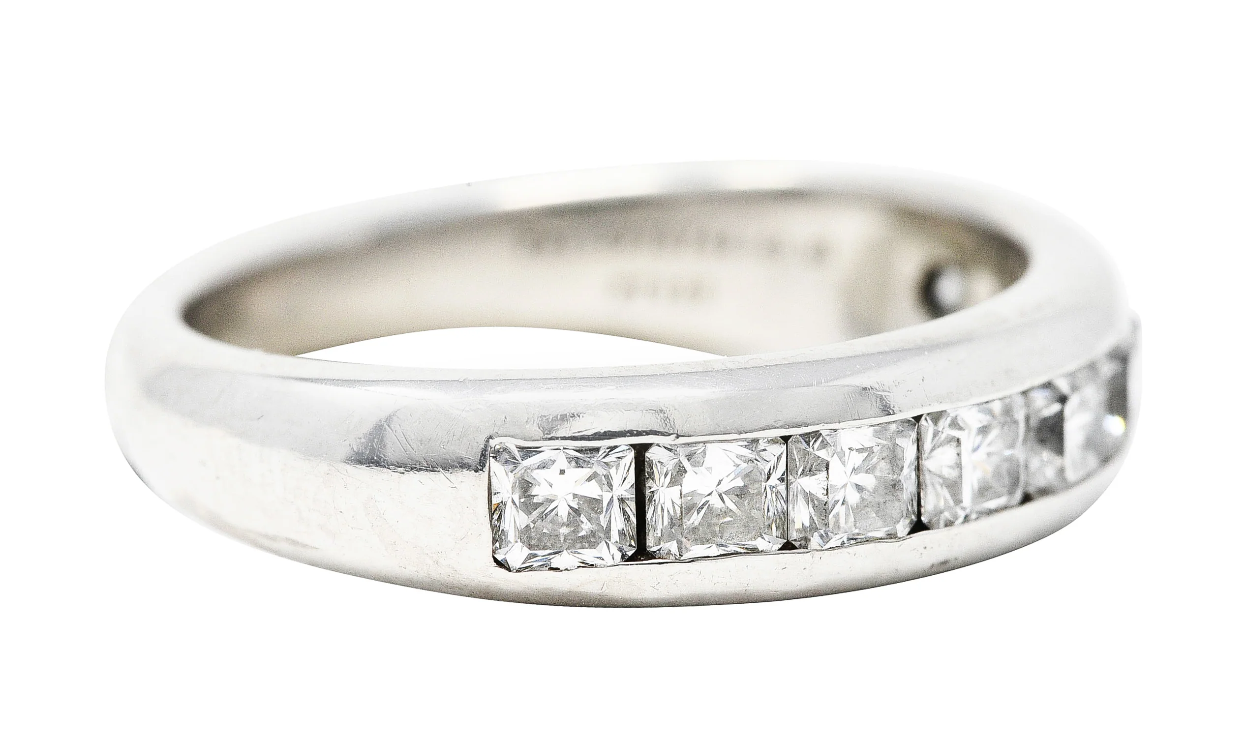 1990's Tiffany & Co. 1.10 CTW Diamond Platinum Lucida Channel Band Ring - Image 2