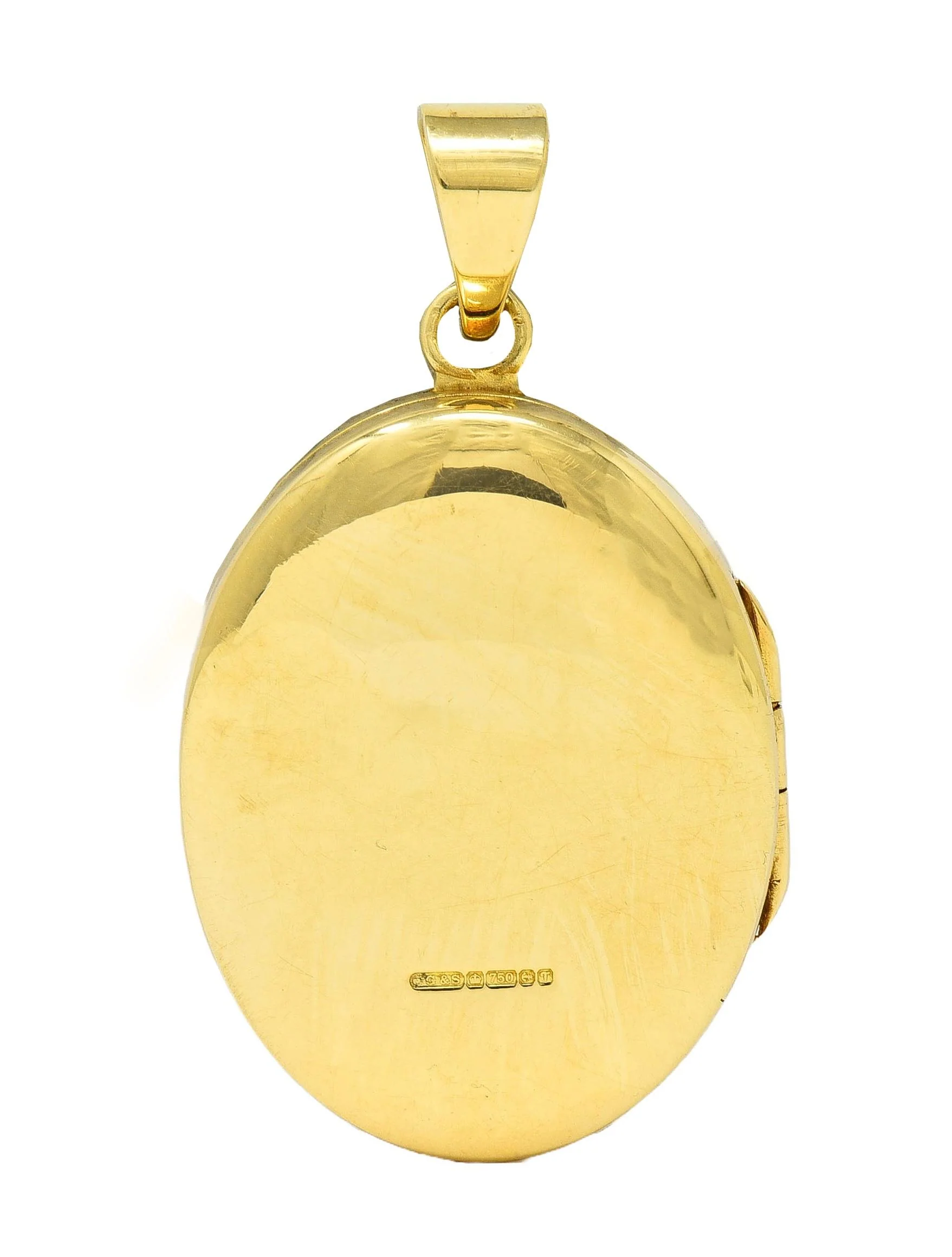 1993 Victorian Revival British 18 Karat Yellow Gold Vintage Floral Locket Pendant - Image 4
