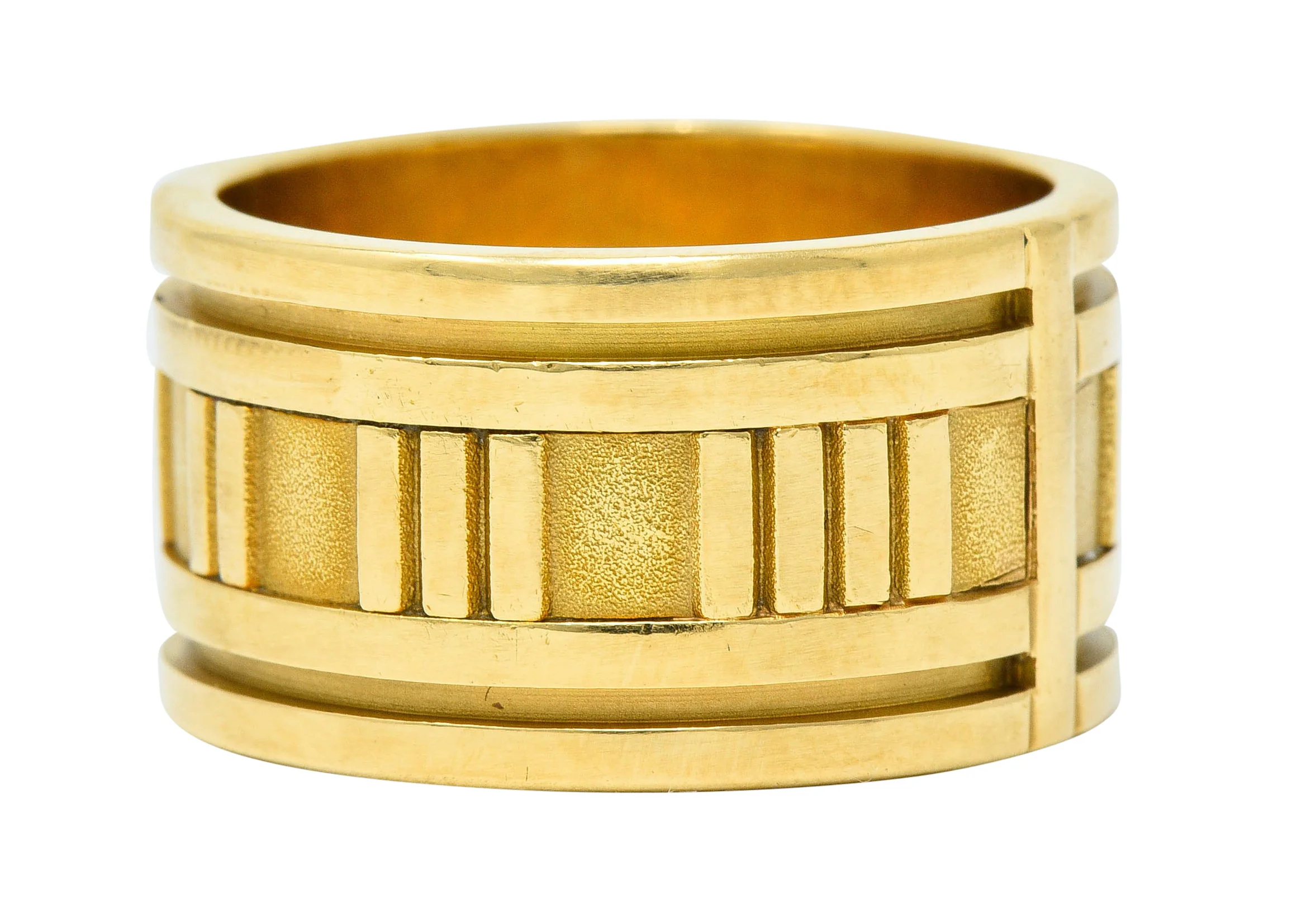 1995 Tiffany & Co. 18 Karat Gold Unisex 12MM Atlas Band Ring - Image 3