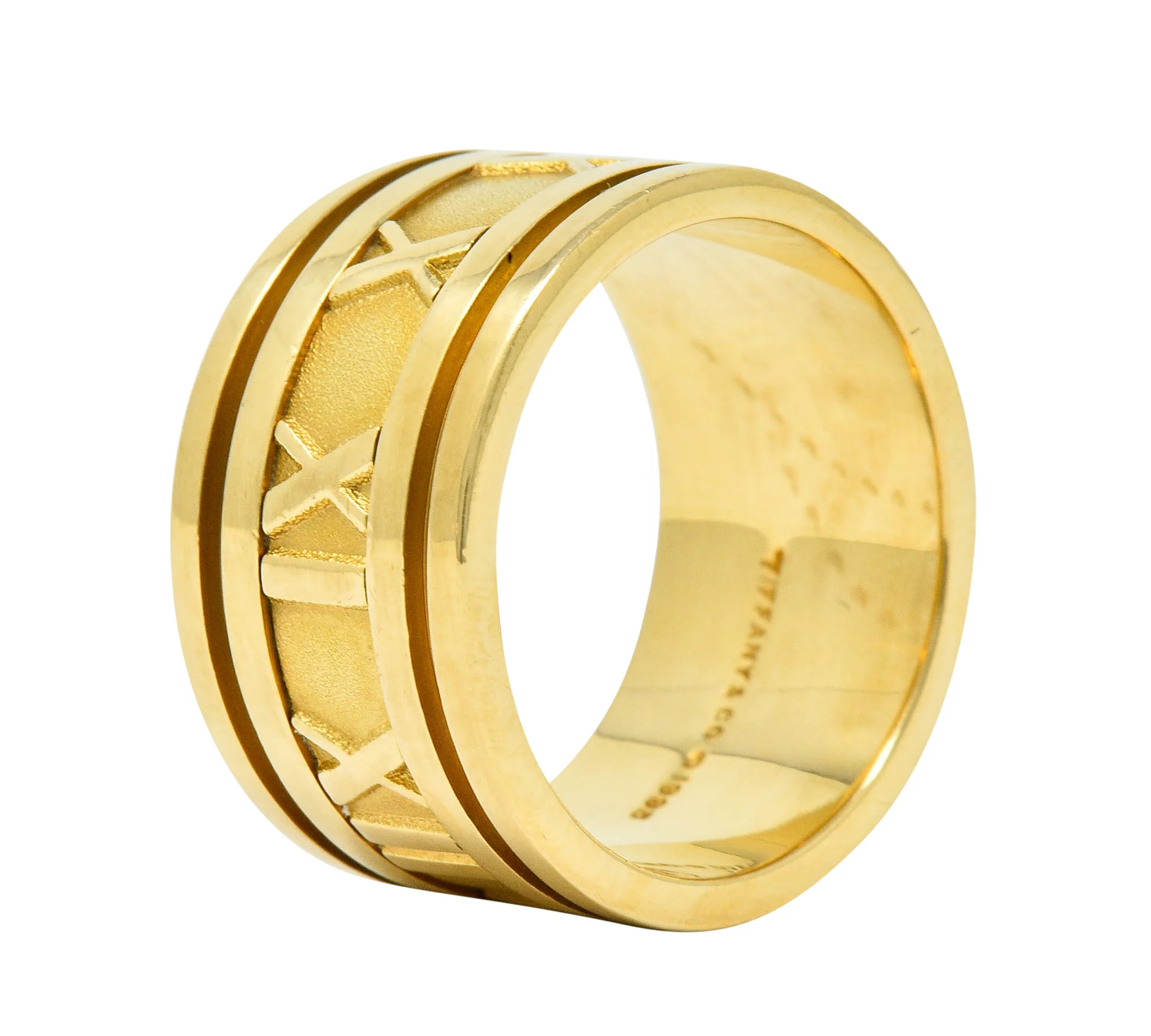 1995 Tiffany & Co. 18 Karat Gold Unisex 12MM Atlas Band Ring - Image 5