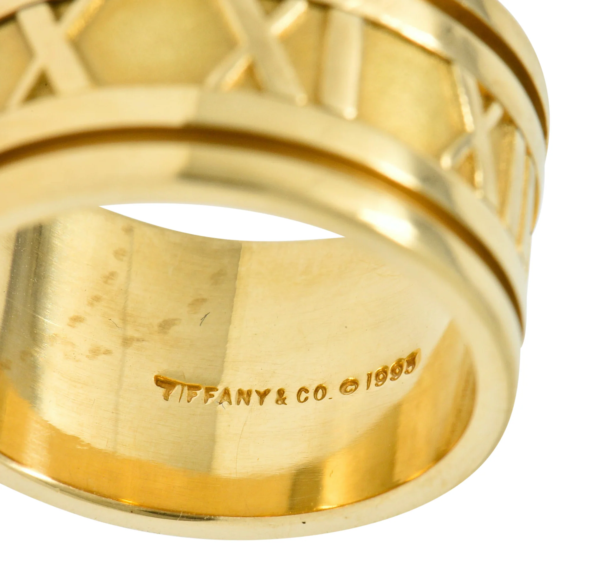 1995 Tiffany & Co. 18 Karat Gold Unisex 12MM Atlas Band Ring - Image 7