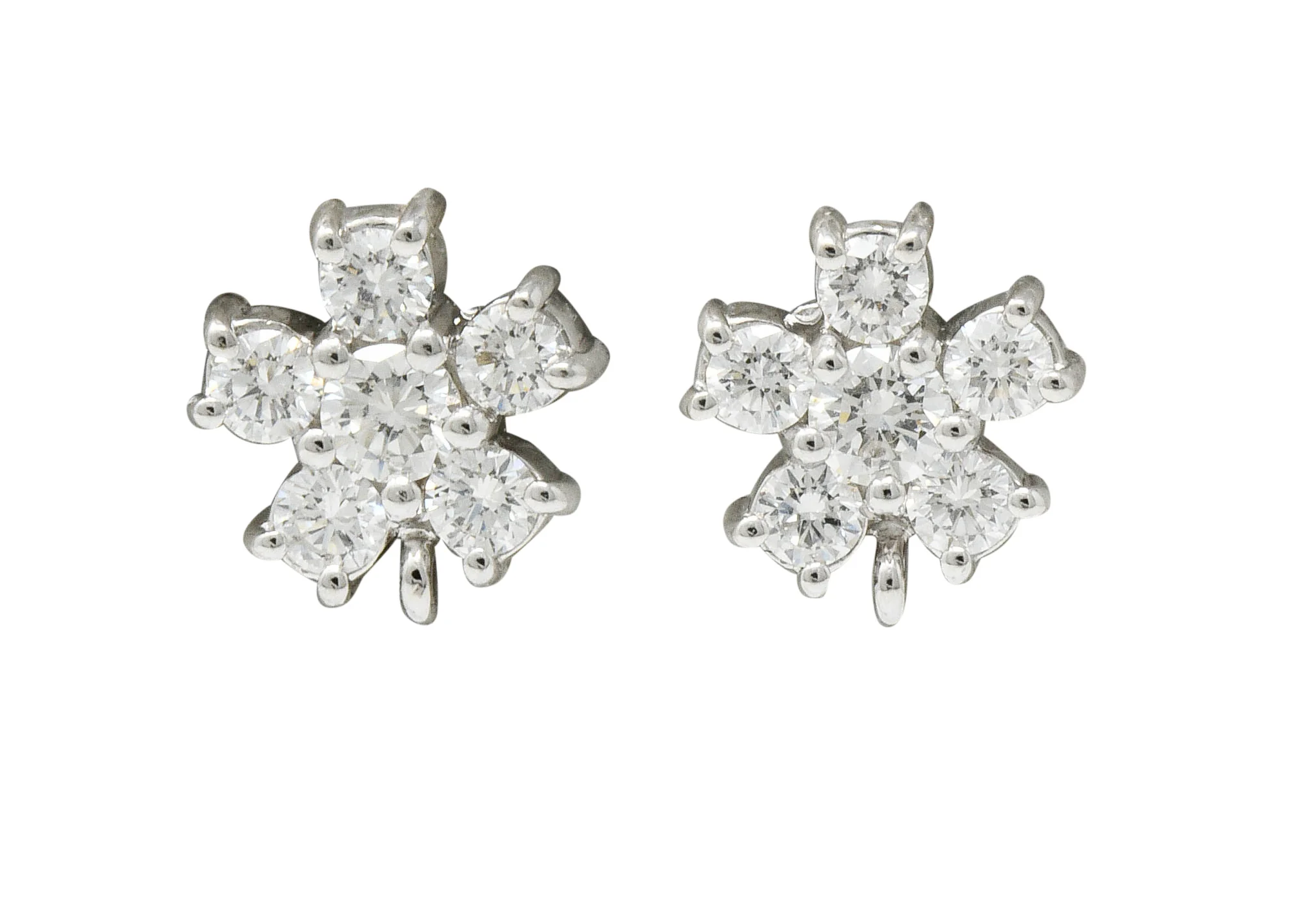 2.00 CTW Aquamarine Diamond Platinum 18 Karat White Gold Convertible Drop Earrings - Image 2