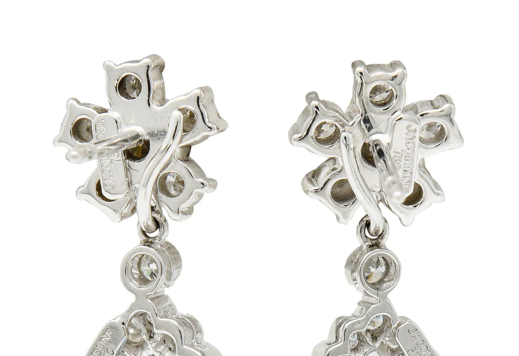 2.00 CTW Aquamarine Diamond Platinum 18 Karat White Gold Convertible Drop Earrings - Image 5