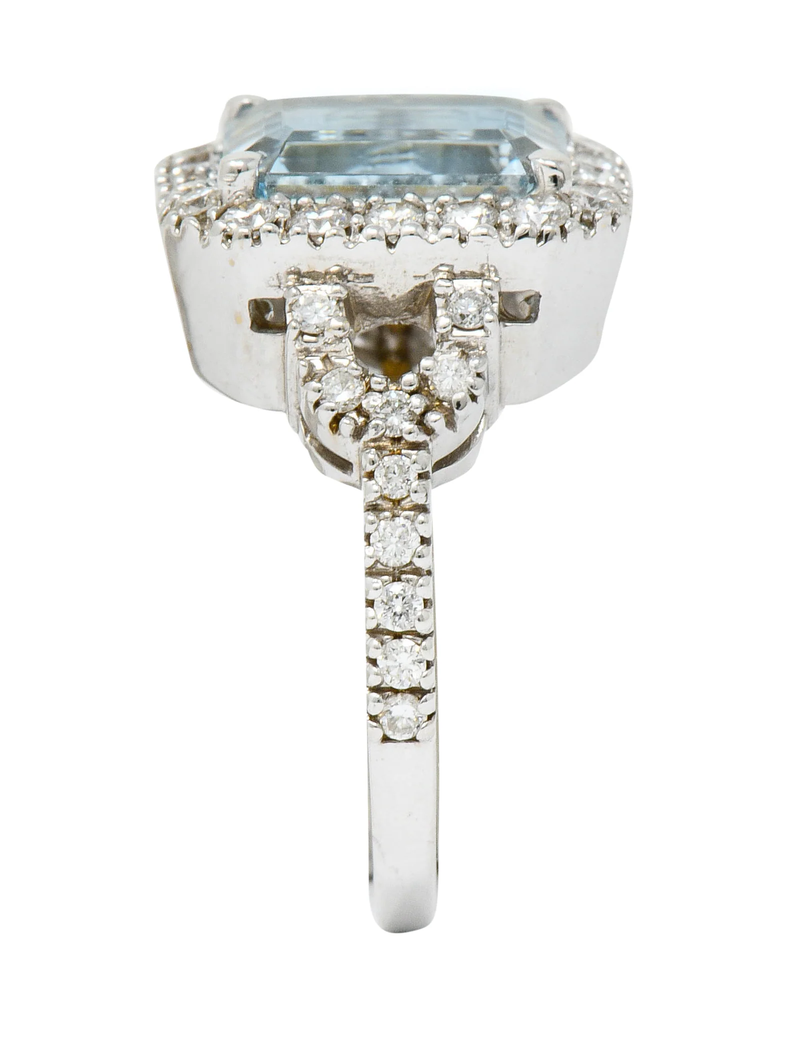 2.62 CTW Aquamarine Diamond Halo 18 Karat White Gold Cocktail Ring - Image 11