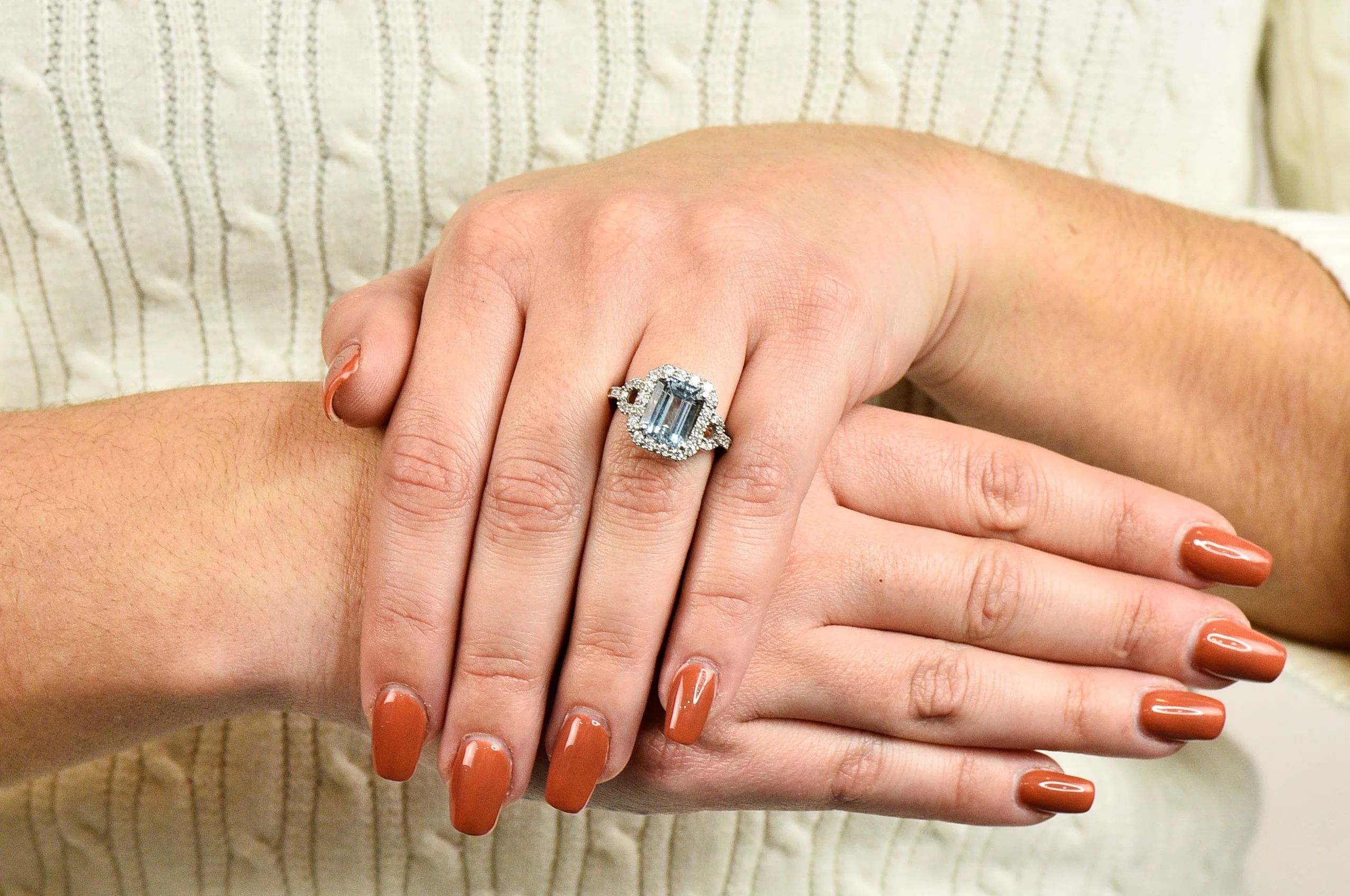 2.62 CTW Aquamarine Diamond Halo 18 Karat White Gold Cocktail Ring - Image 15