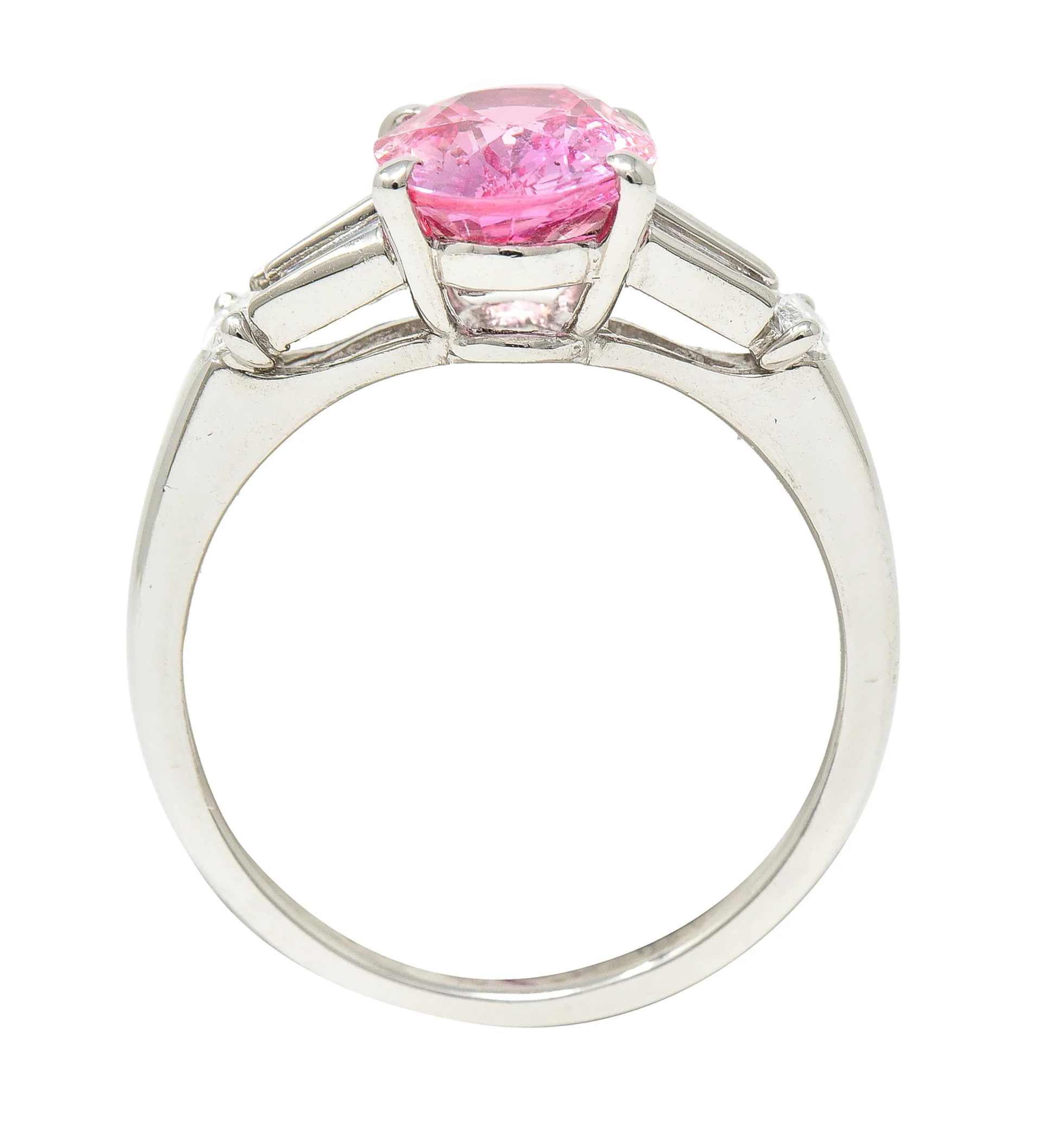2.63 CTW No Heat Padparadscha Sapphire Diamond Platinum Gemstone Ring GIA - Image 10
