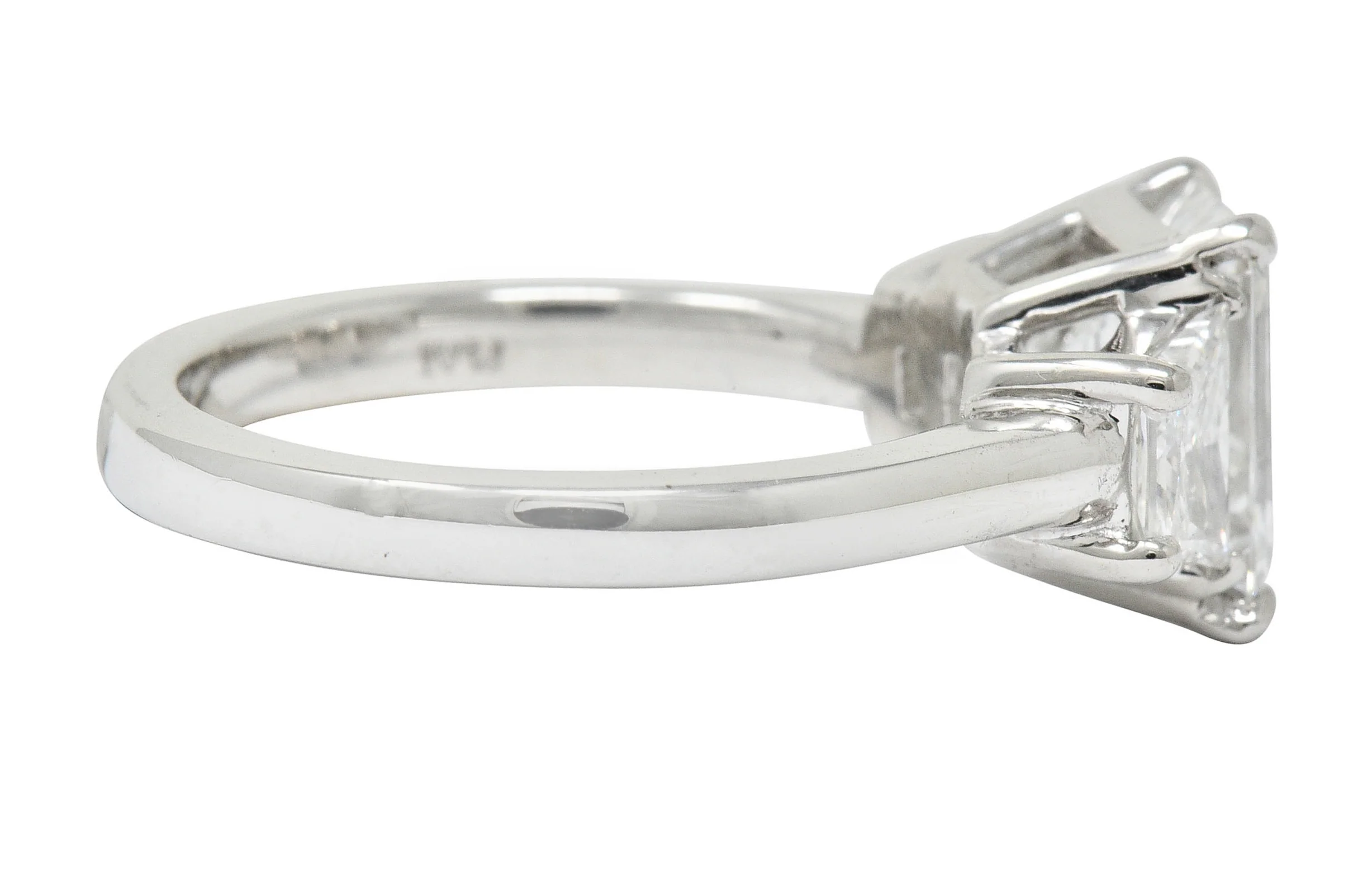 2.81 CTW Emerald Cut Diamond Platinum Engagement Ring GIA - Image 3