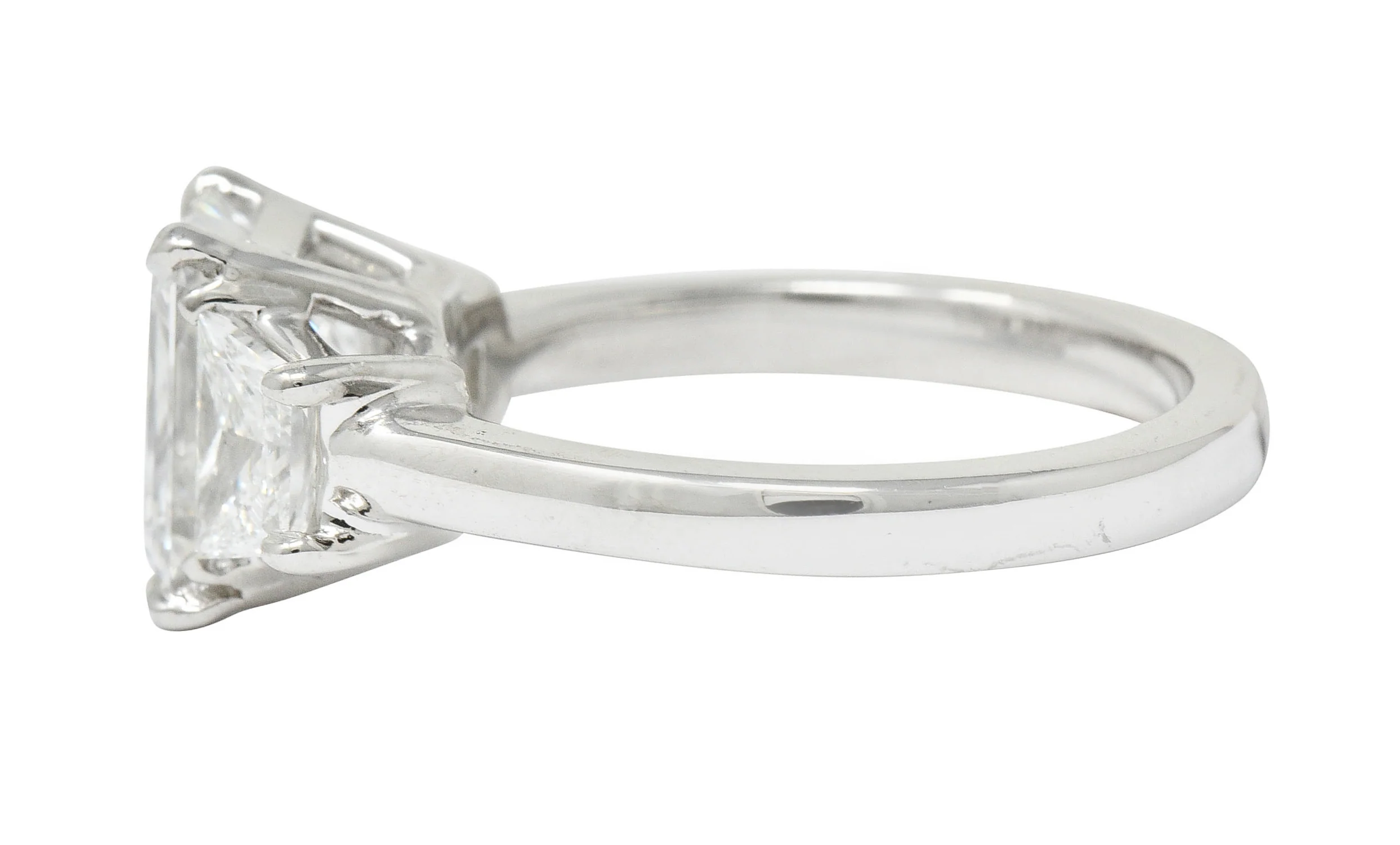 2.81 CTW Emerald Cut Diamond Platinum Engagement Ring GIA - Image 5