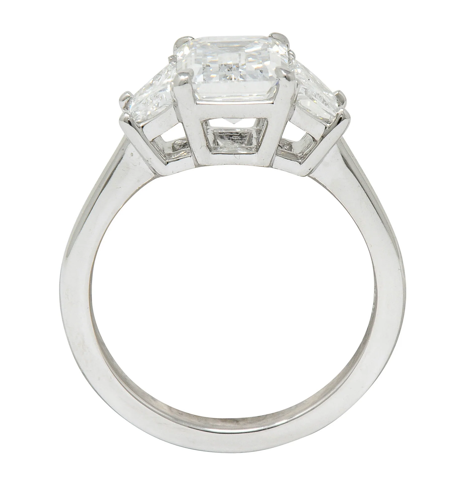 2.81 CTW Emerald Cut Diamond Platinum Engagement Ring GIA - Image 7