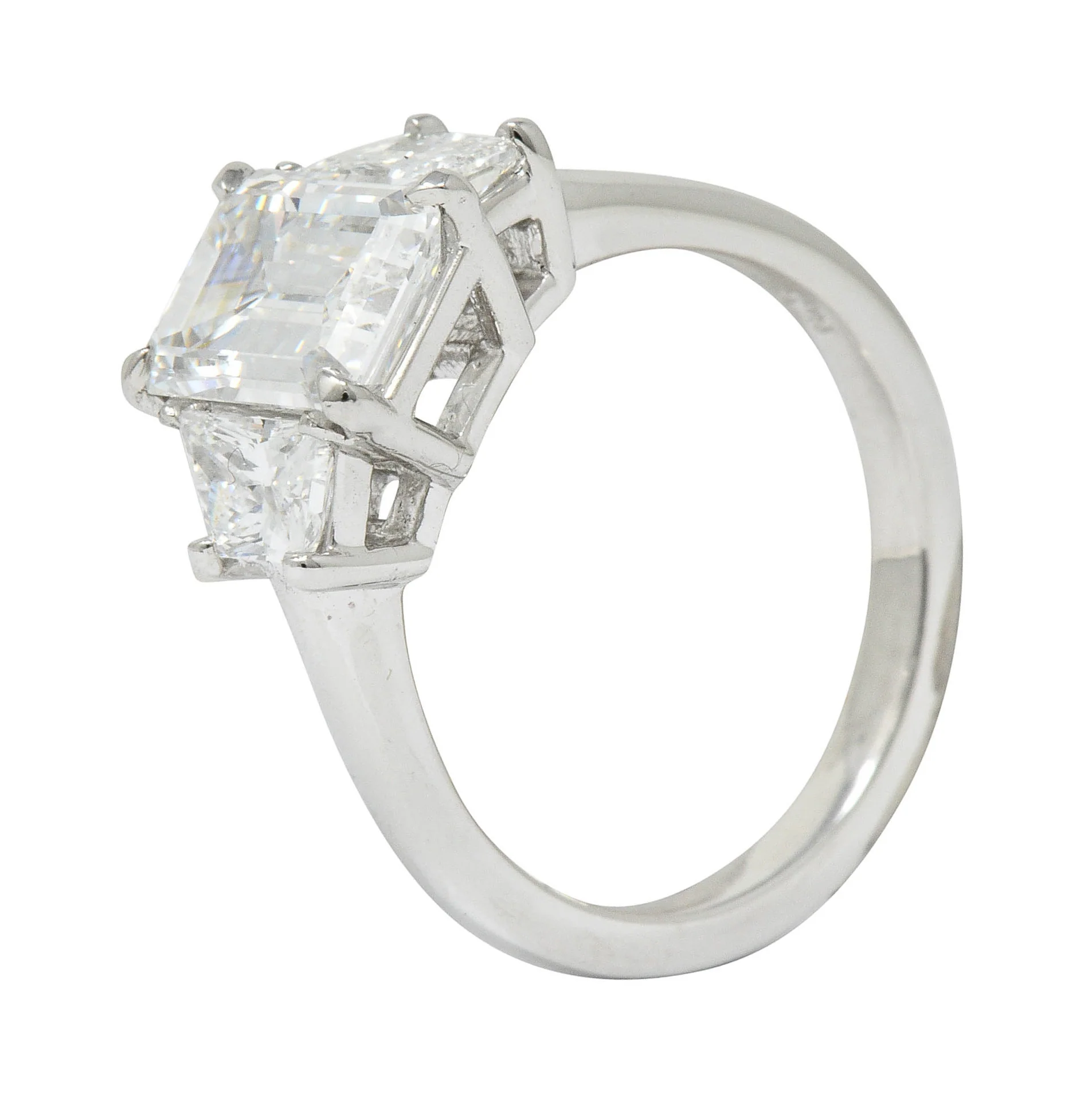 2.81 CTW Emerald Cut Diamond Platinum Engagement Ring GIA - Image 8
