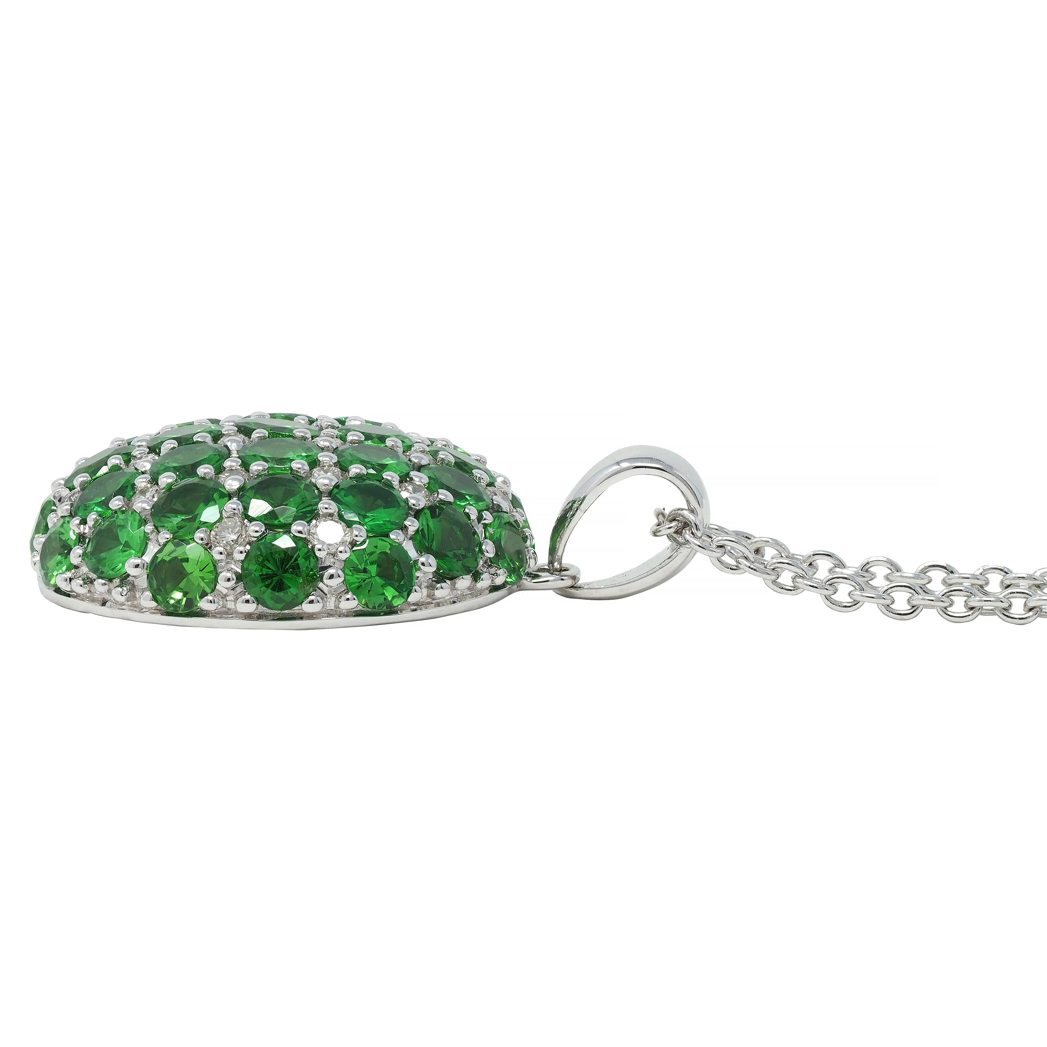 2.85 CTW Demantoid Garnet 18 Karat White Gold Circle Pendant Necklace - Image 10