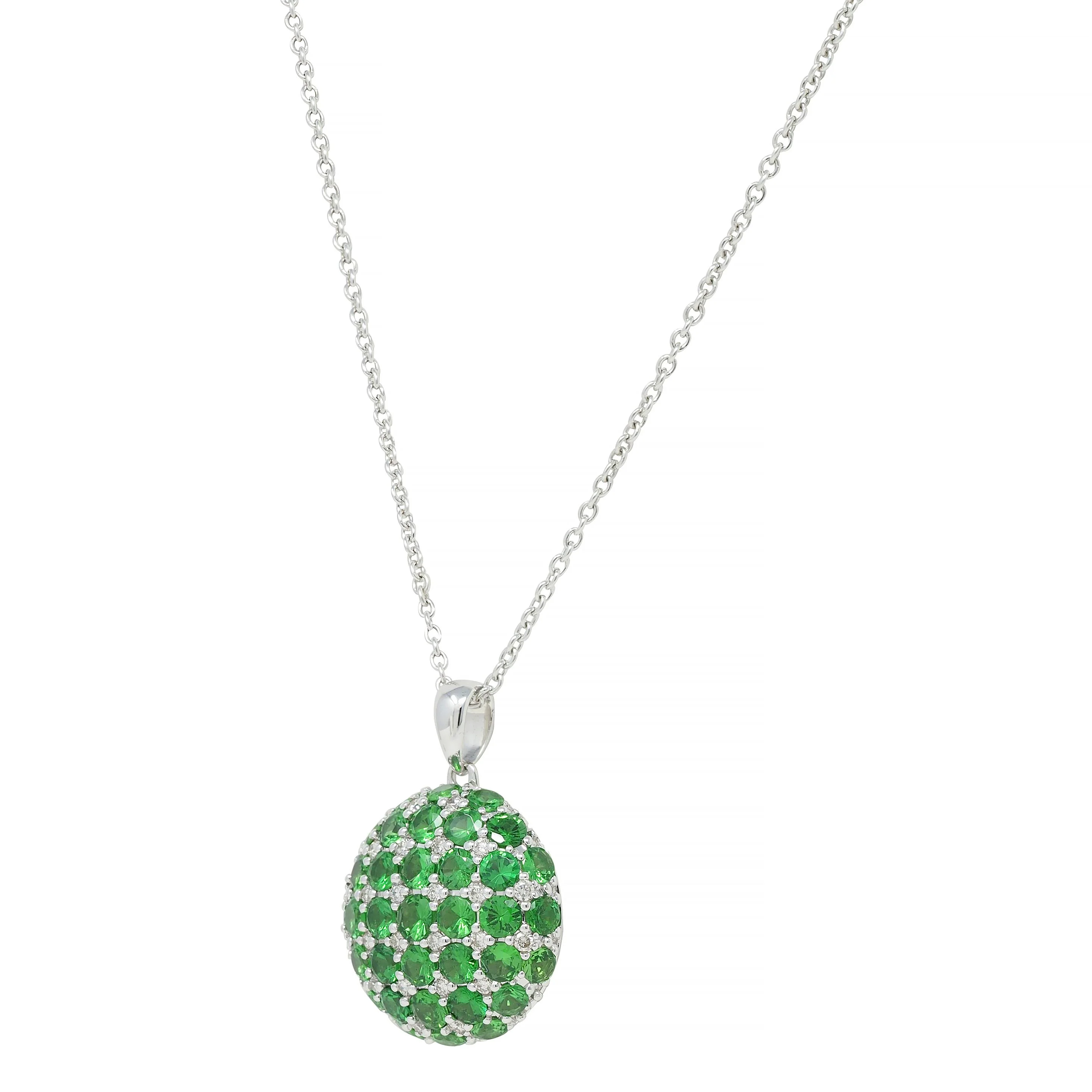 2.85 CTW Demantoid Garnet 18 Karat White Gold Circle Pendant Necklace - Image 7
