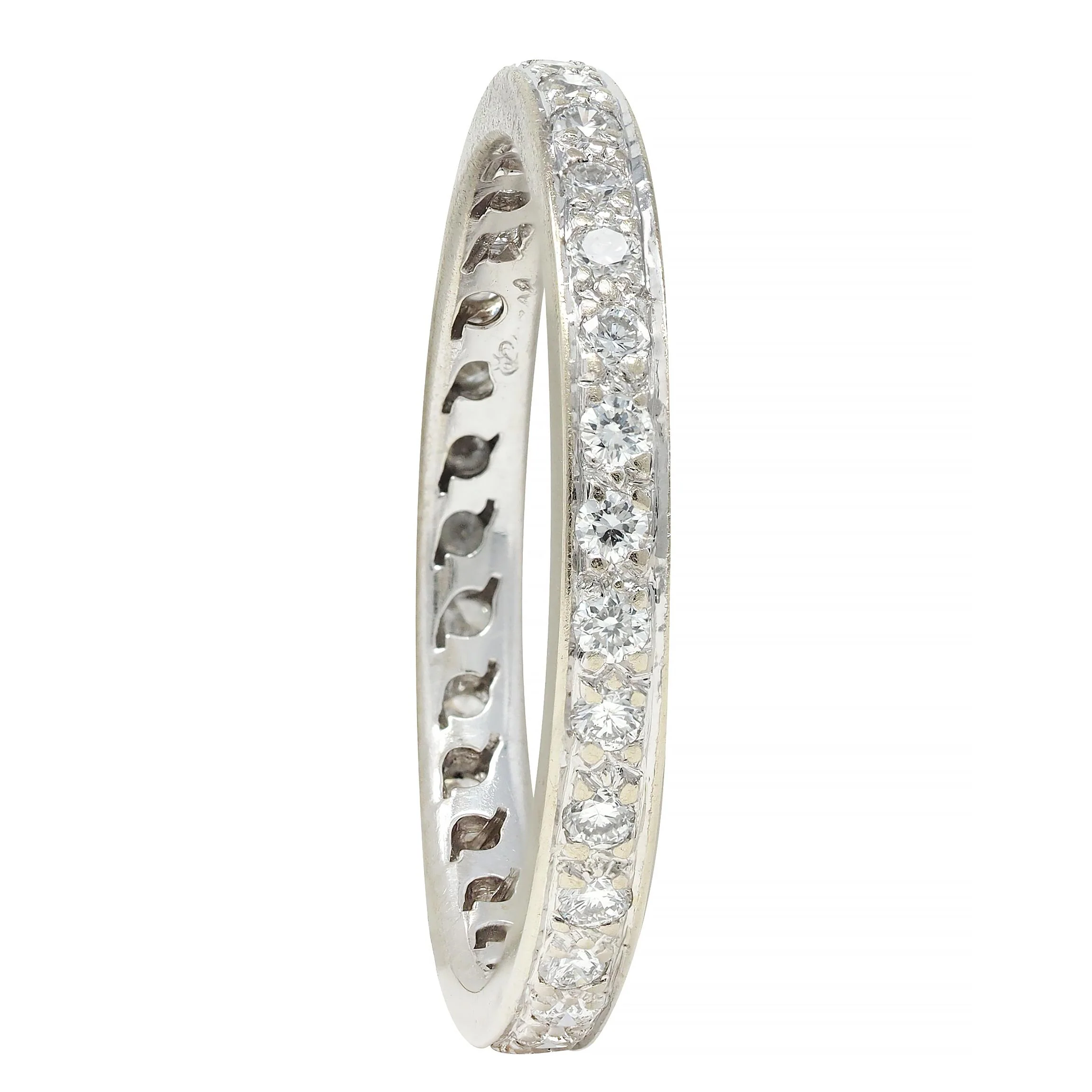 2000's 0.45 CTW Diamond 14 Karat White Gold Eternity Wedding Band Ring - Image 2