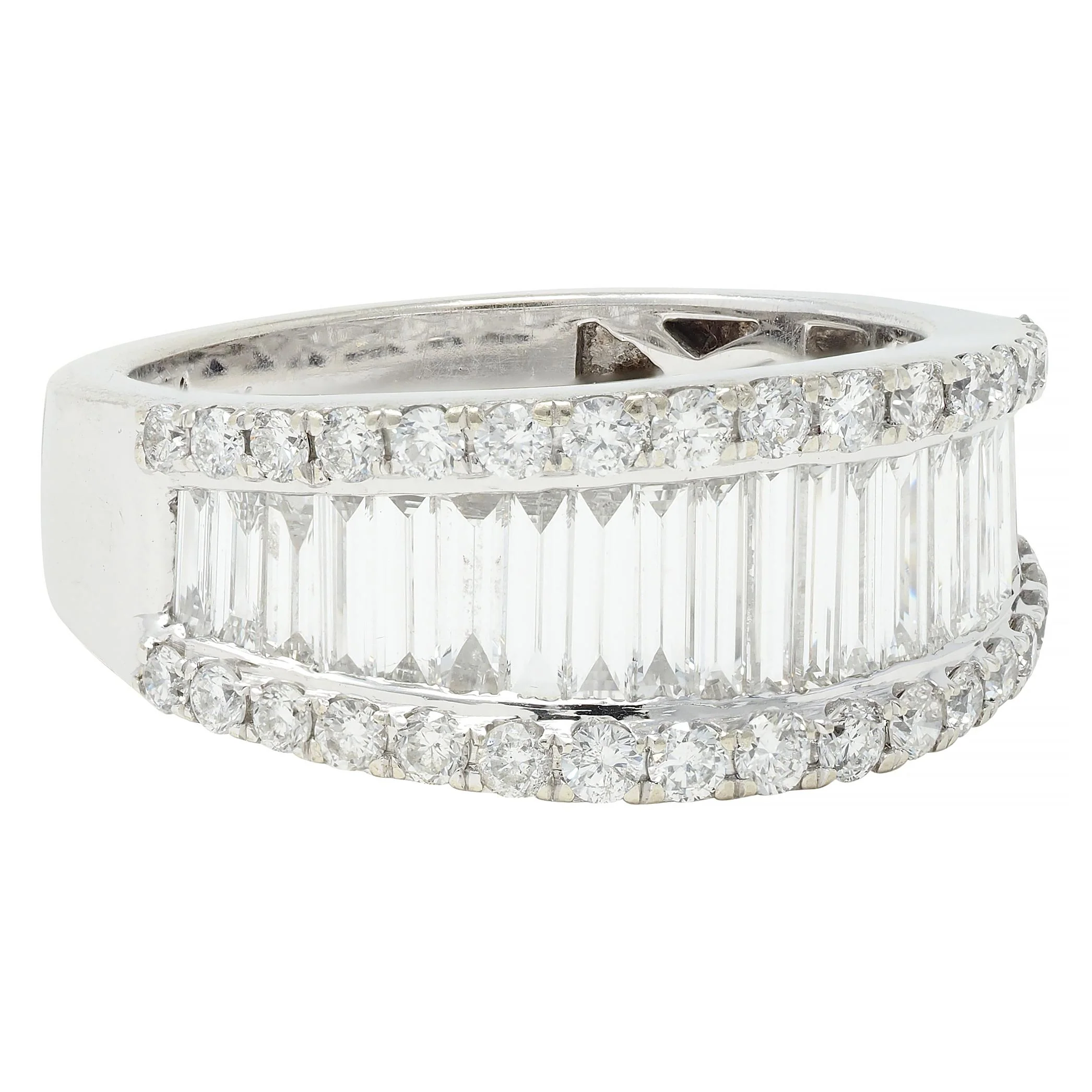 2000's 1.59 CTW Baguette Cut Diamond 14 Karat White Gold Channel Band Ring - Image 2