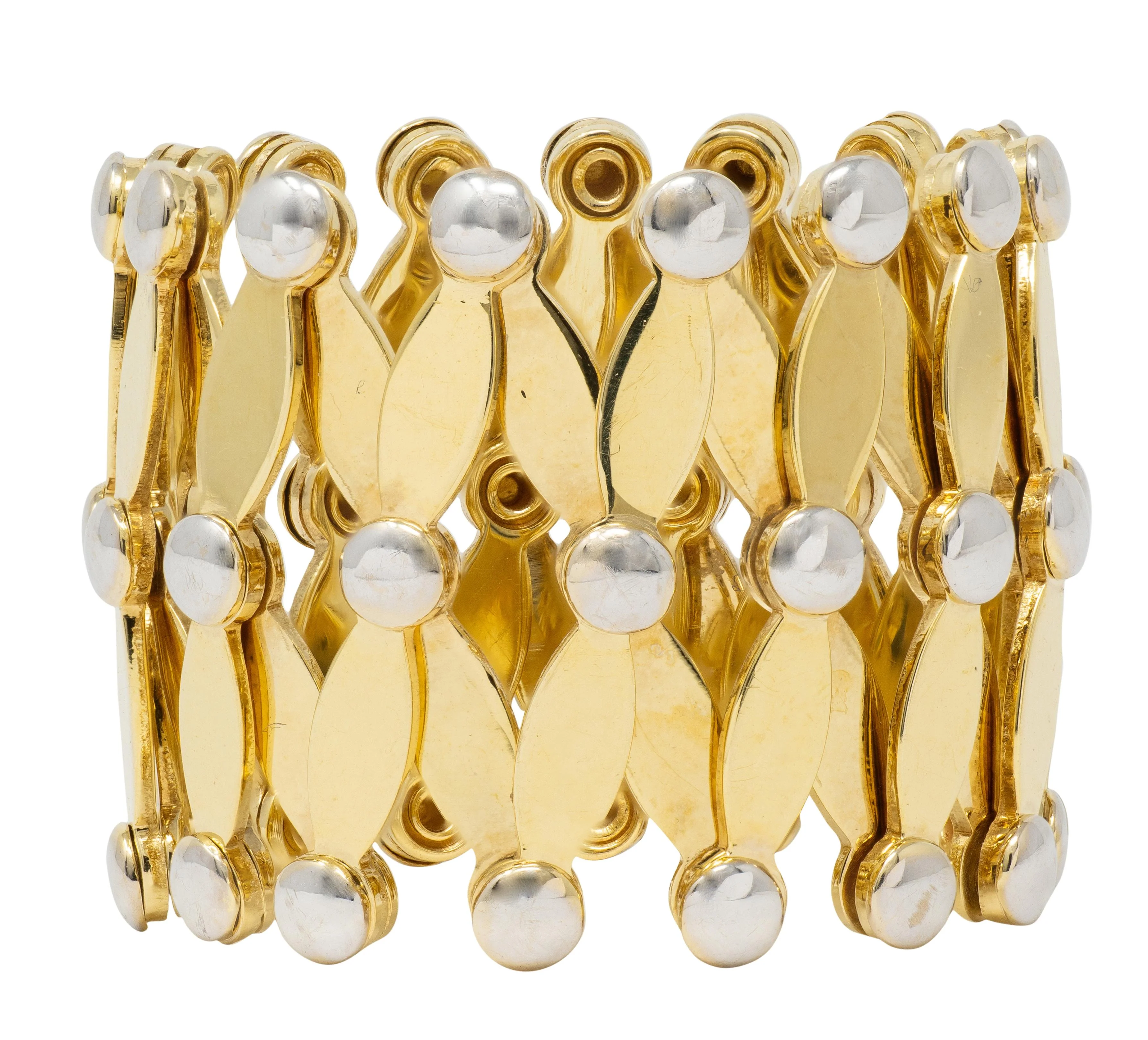 2000's 18 Karat Two-Tone Yellow Gold Expanding Universal Bracelet Ring
