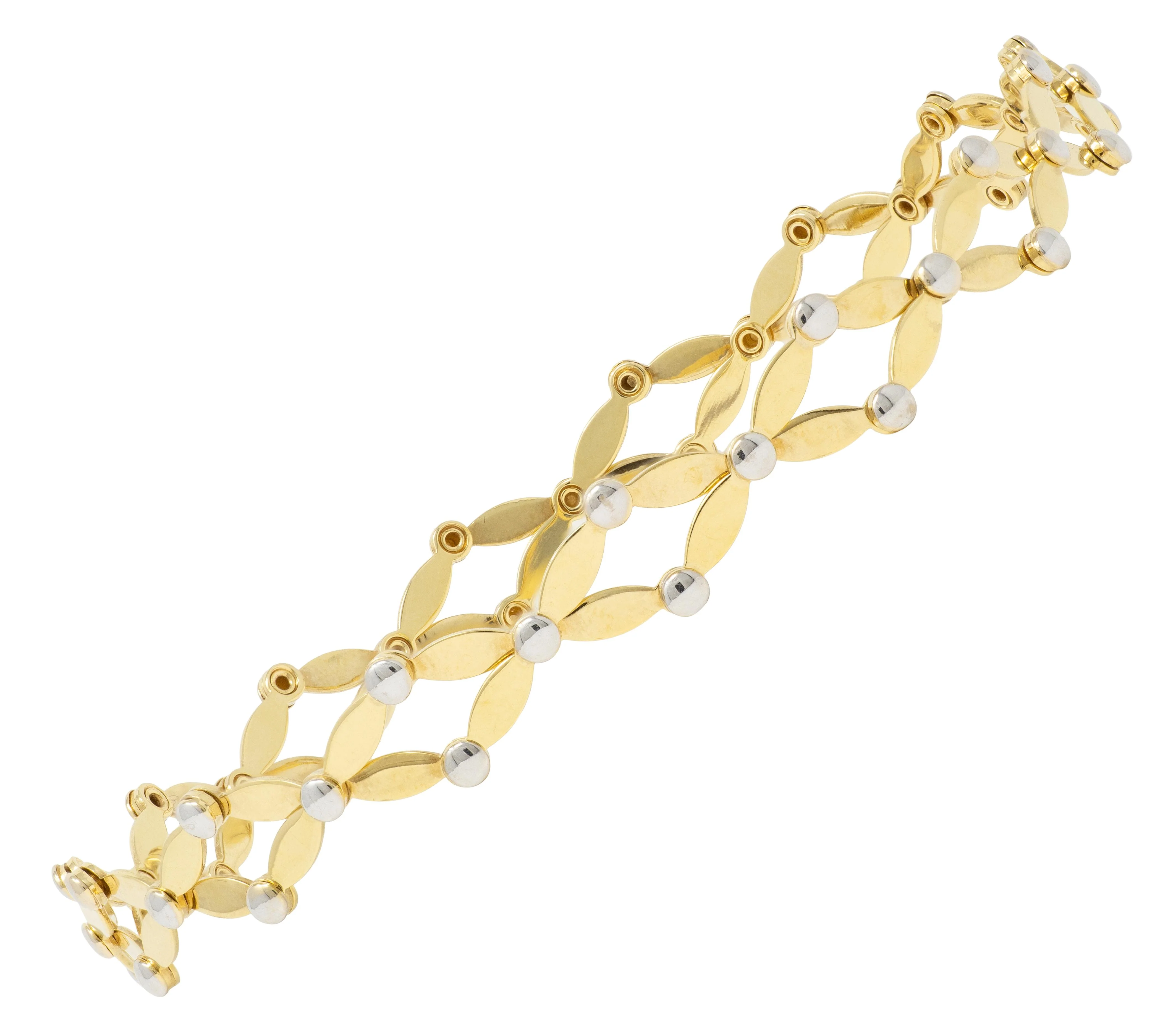 2000's 18 Karat Two-Tone Yellow Gold Expanding Universal Bracelet Ring - Image 3