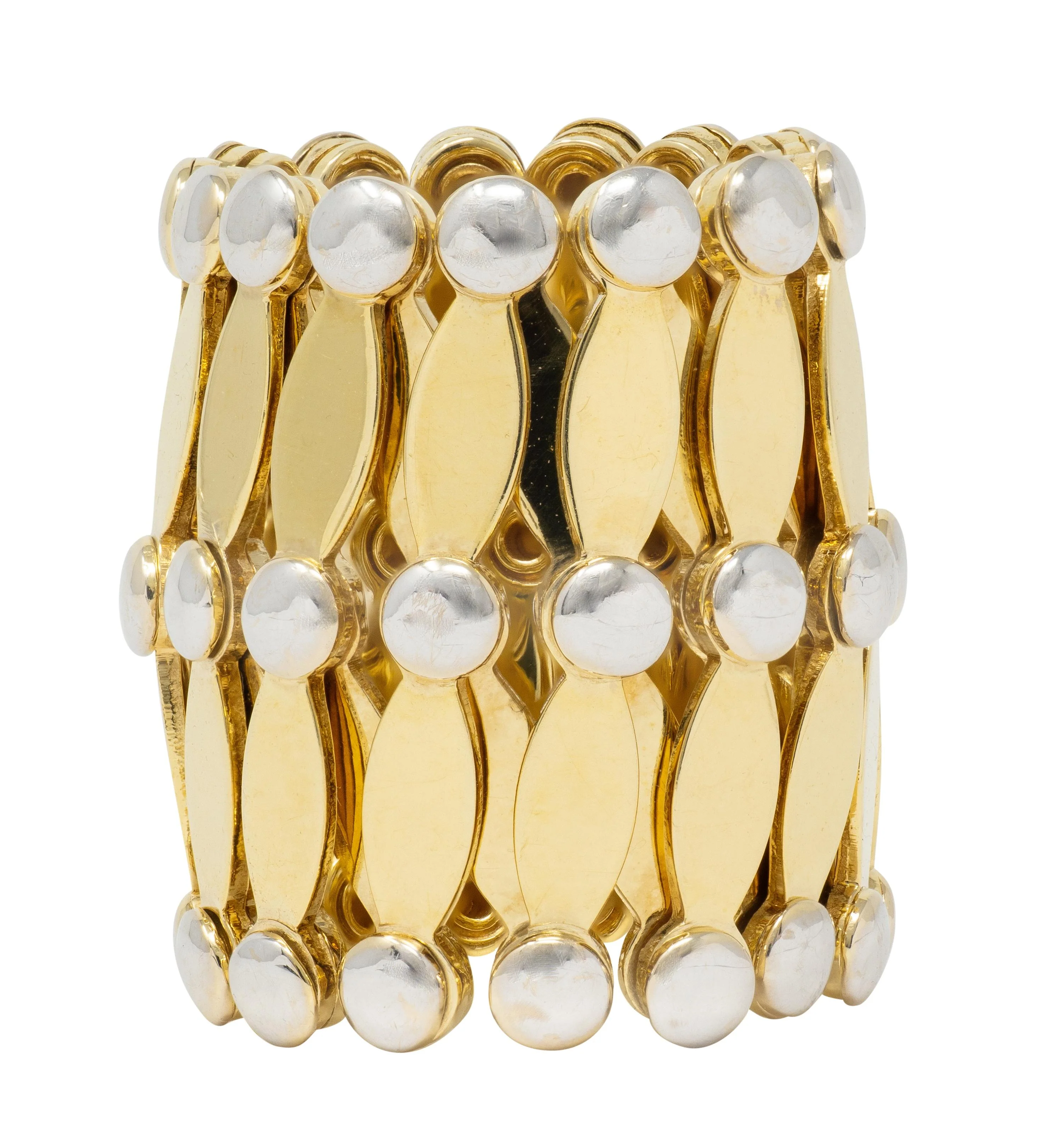 2000's 18 Karat Two-Tone Yellow Gold Expanding Universal Bracelet Ring - Image 4