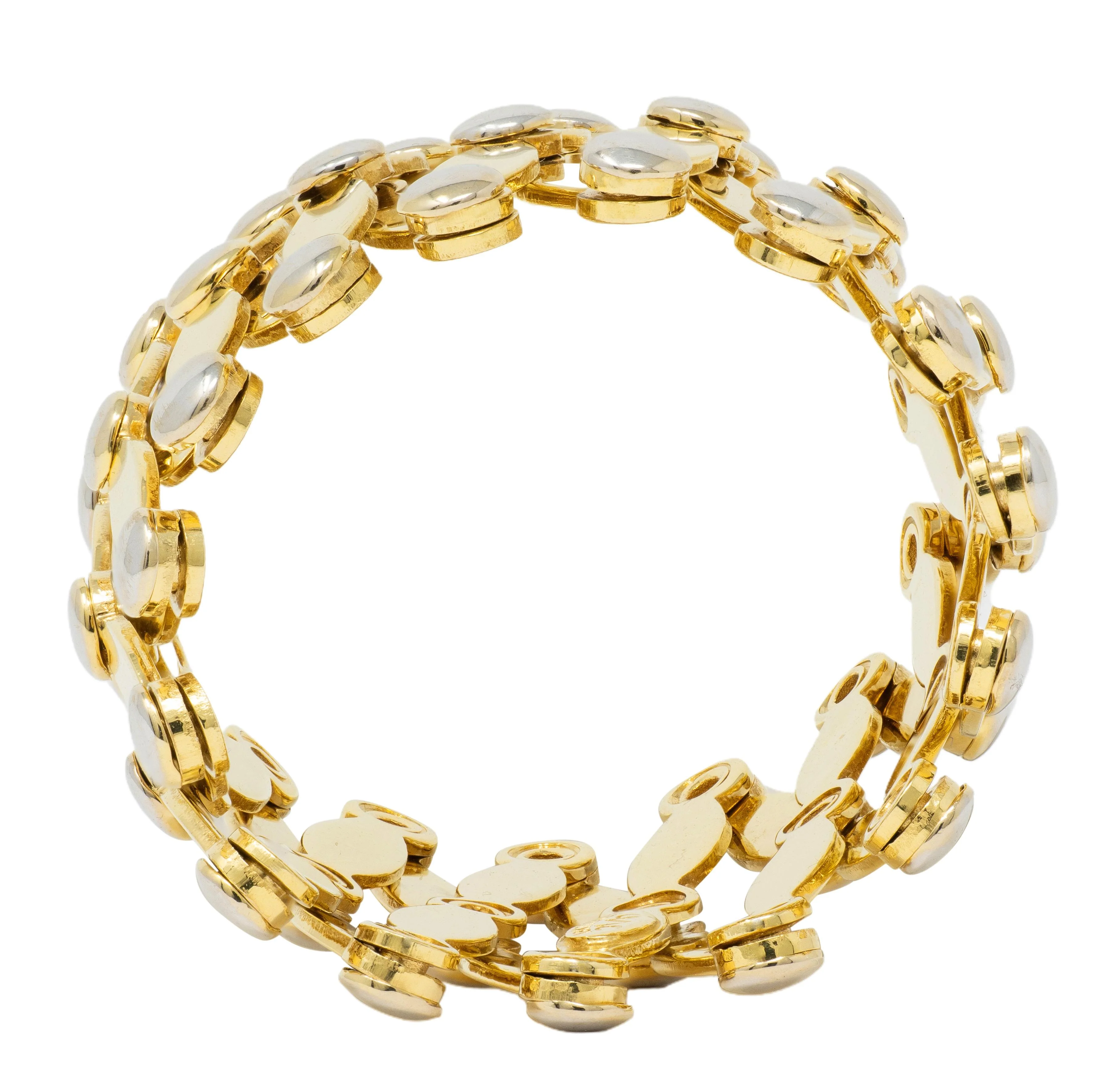 2000's 18 Karat Two-Tone Yellow Gold Expanding Universal Bracelet Ring - Image 5