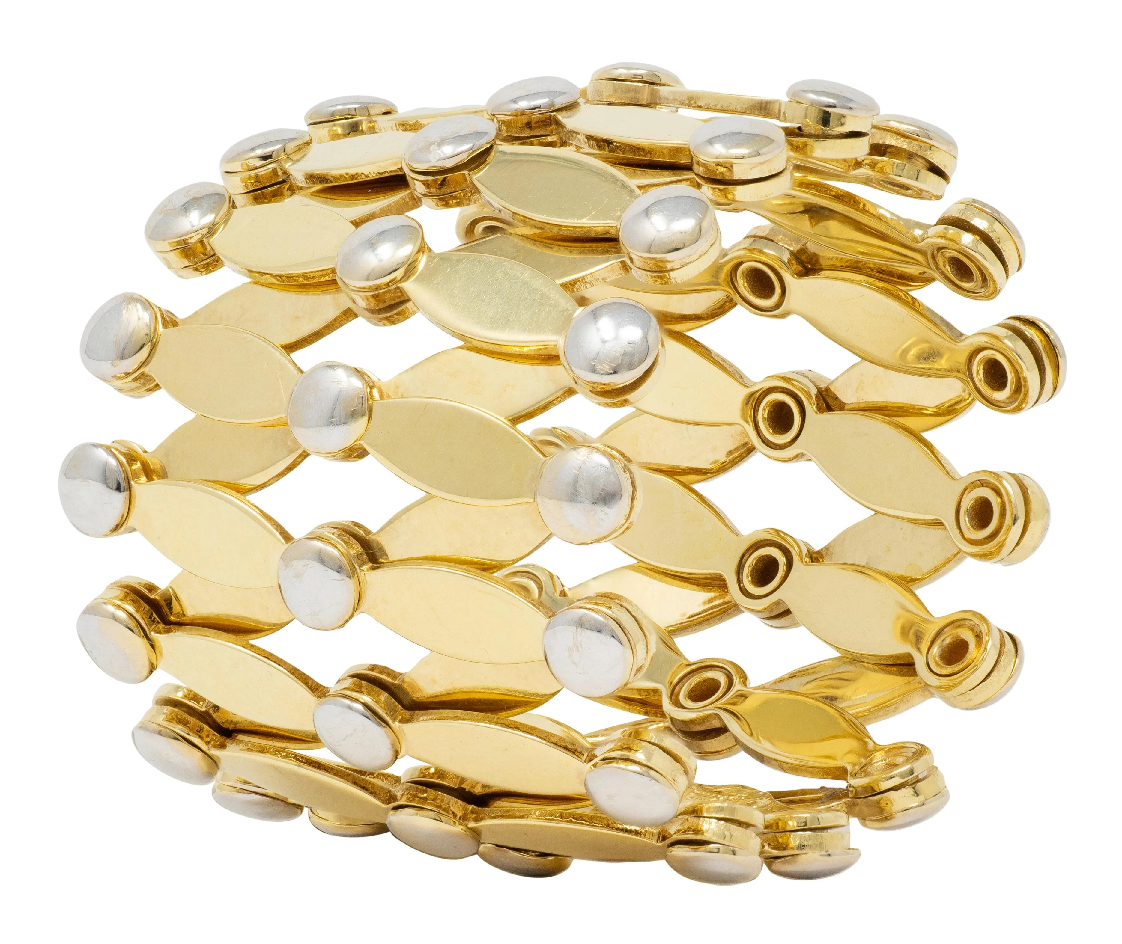 2000's 18 Karat Two-Tone Yellow Gold Expanding Universal Bracelet Ring - Image 8