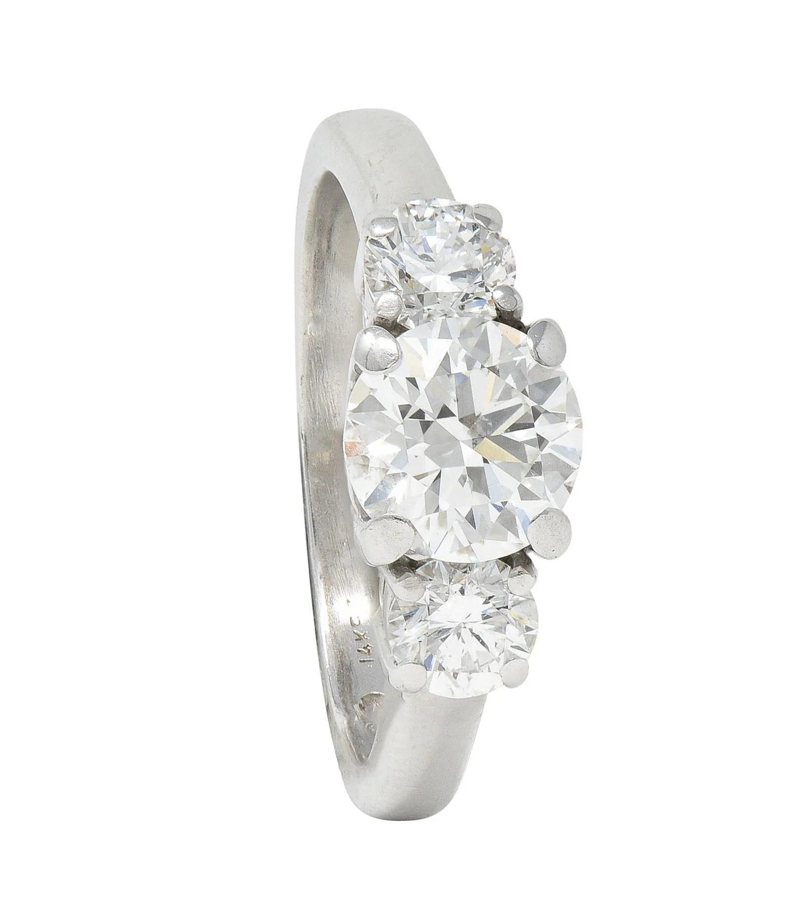 2000's 2.30 CTW Diamond 14 Karat White Gold Three Stone Engagement Ring GIA - Image 12