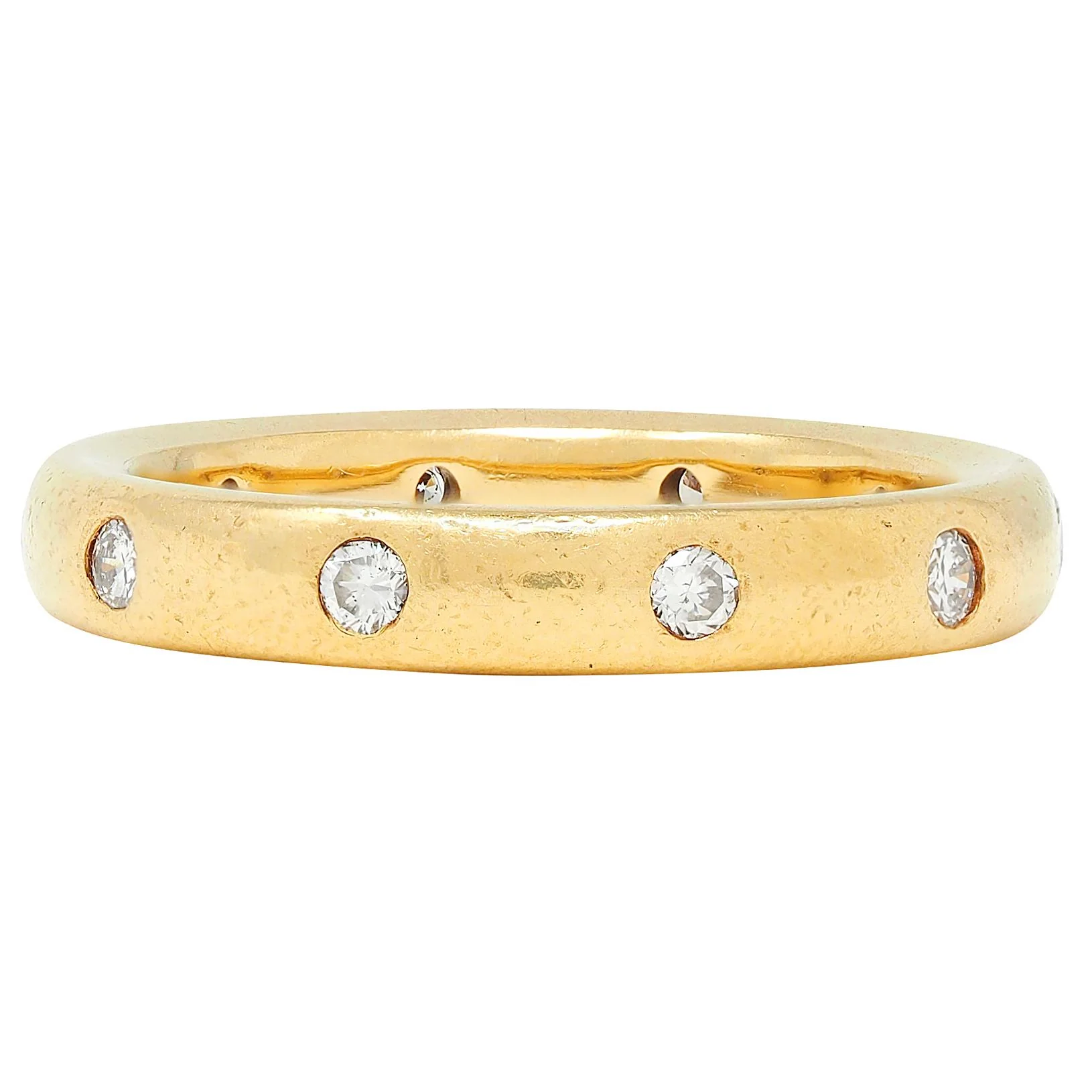 2000's Diamond 18 Karat Yellow Gold Flush Set Band Ring - Image 2