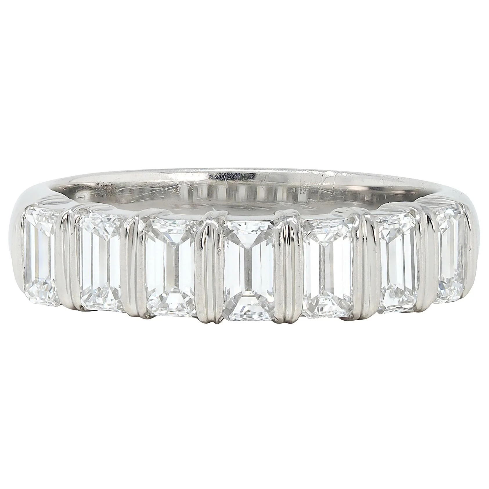 2000's Diamond Platinum Baguette Stacking Band Ring