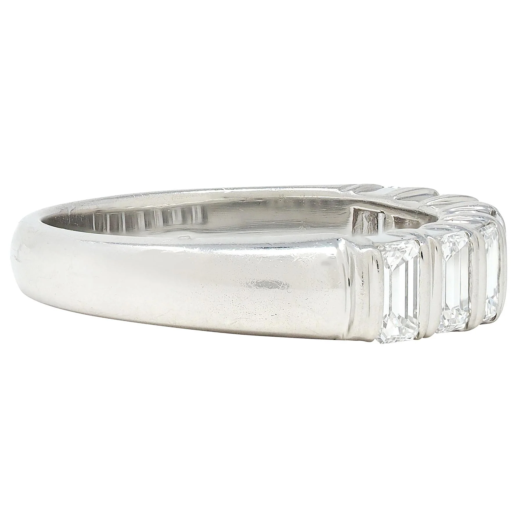 2000's Diamond Platinum Baguette Stacking Band Ring - Image 2
