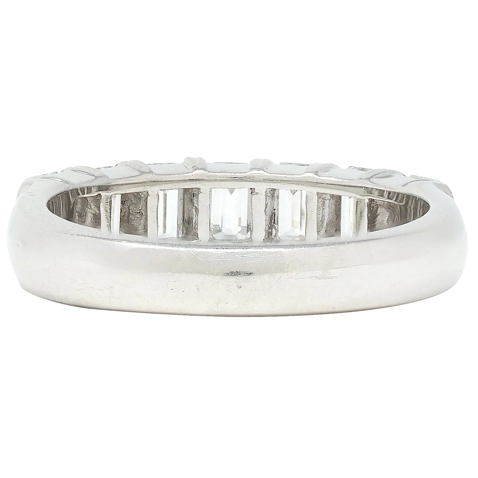 2000's Diamond Platinum Baguette Stacking Band Ring - Image 3