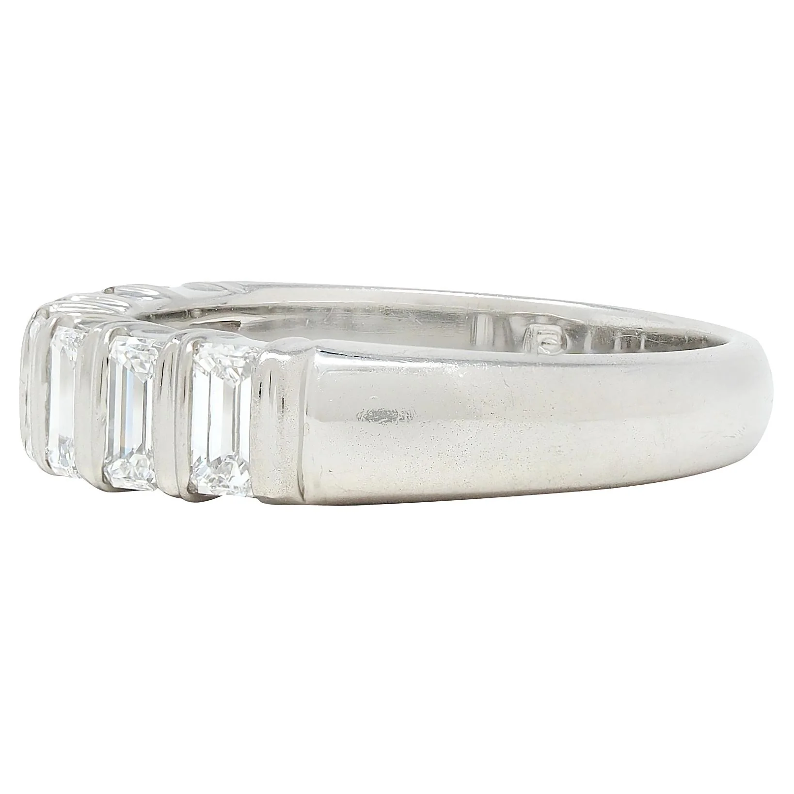 2000's Diamond Platinum Baguette Stacking Band Ring - Image 4