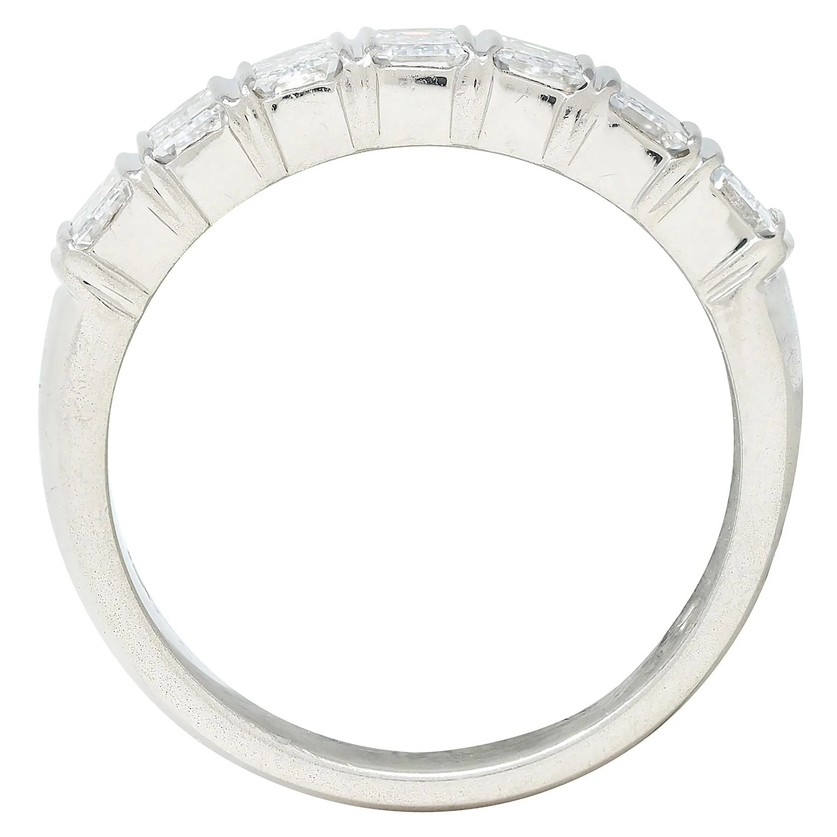 2000's Diamond Platinum Baguette Stacking Band Ring - Image 5