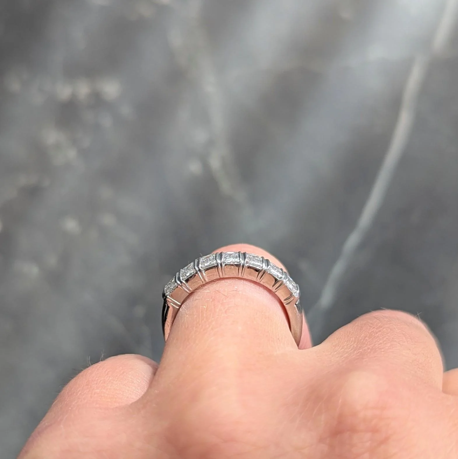 2000's Diamond Platinum Baguette Stacking Band Ring - Image 8