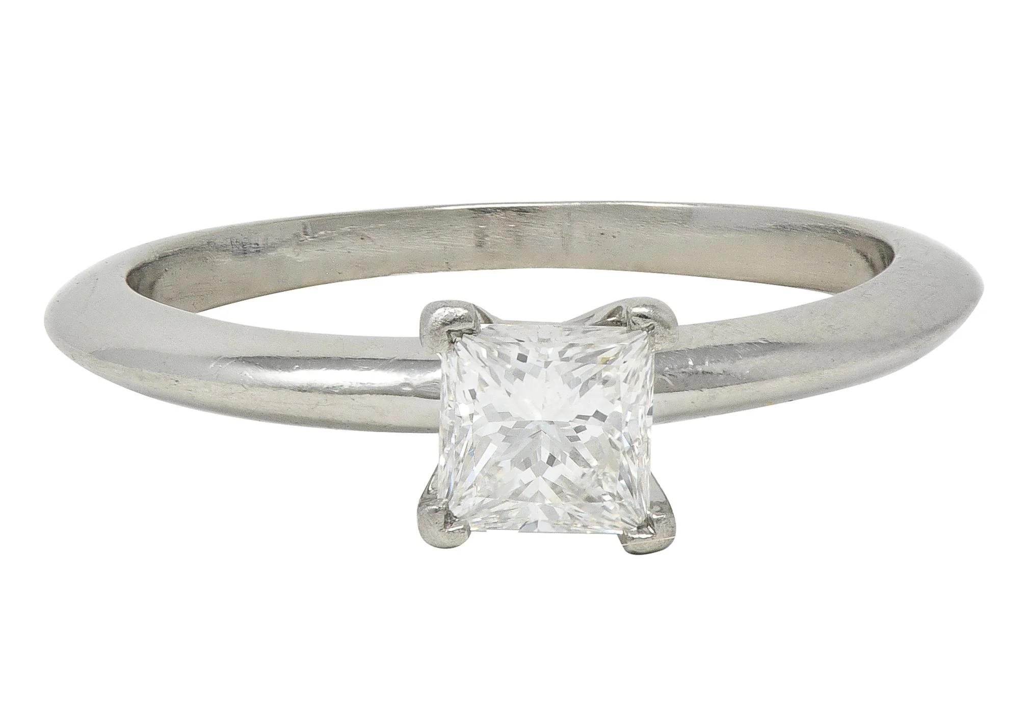 2000's Tiffany & Co. 0.53 CTW Princess Cut Diamond Platinum Solitaire Engagement Ring