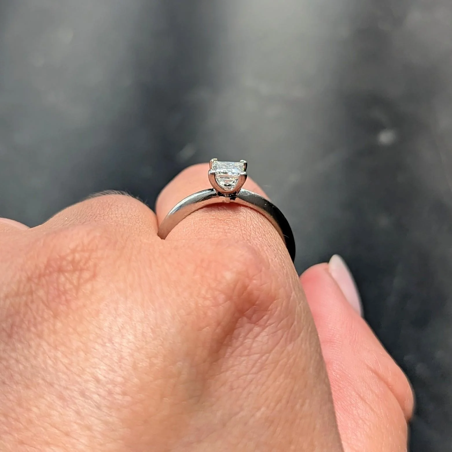 2000's Tiffany & Co. 0.53 CTW Princess Cut Diamond Platinum Solitaire Engagement Ring - Image 10