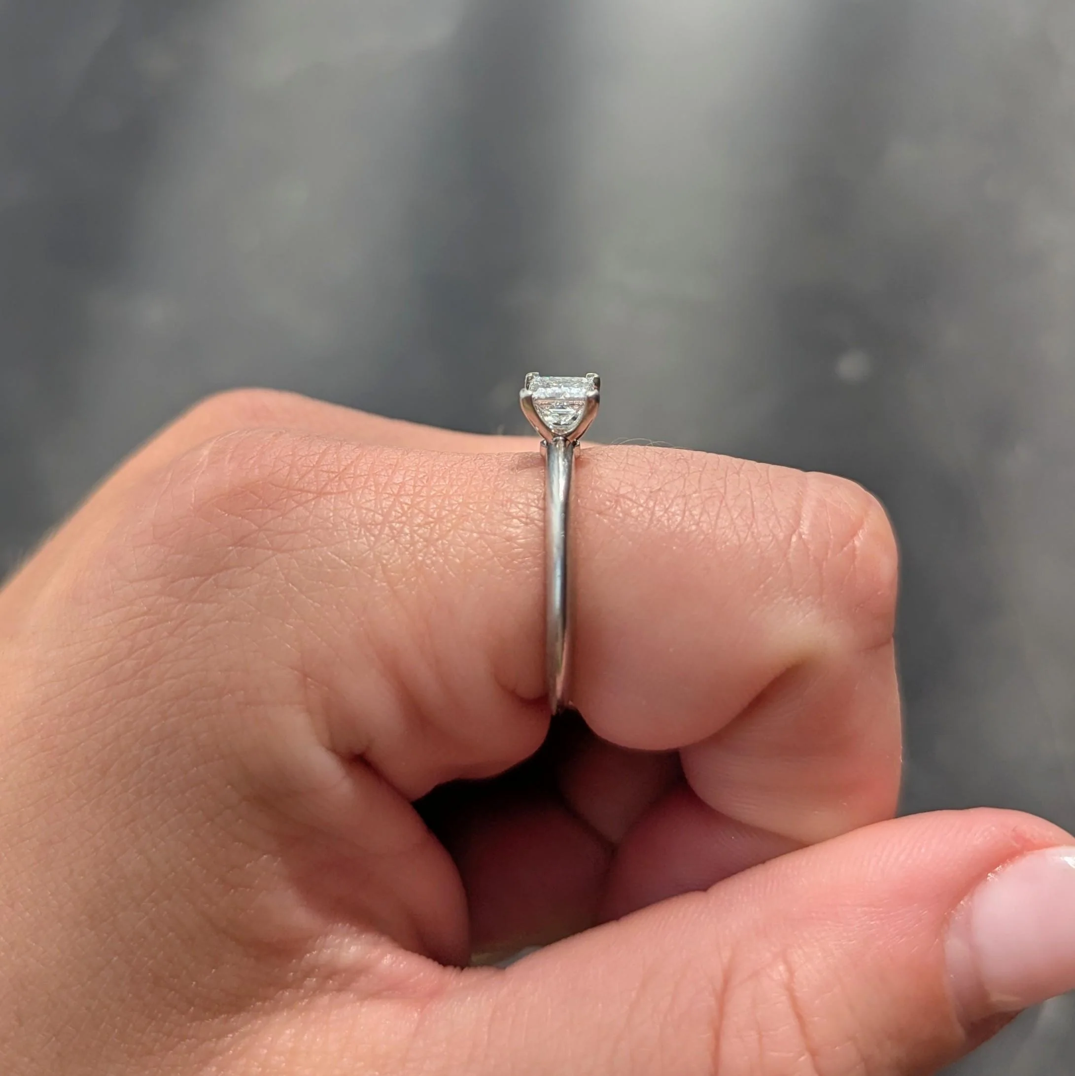 2000's Tiffany & Co. 0.53 CTW Princess Cut Diamond Platinum Solitaire Engagement Ring - Image 11
