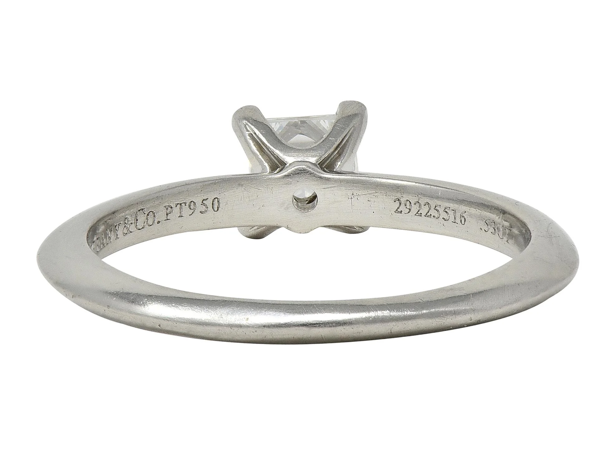 2000's Tiffany & Co. 0.53 CTW Princess Cut Diamond Platinum Solitaire Engagement Ring - Image 3