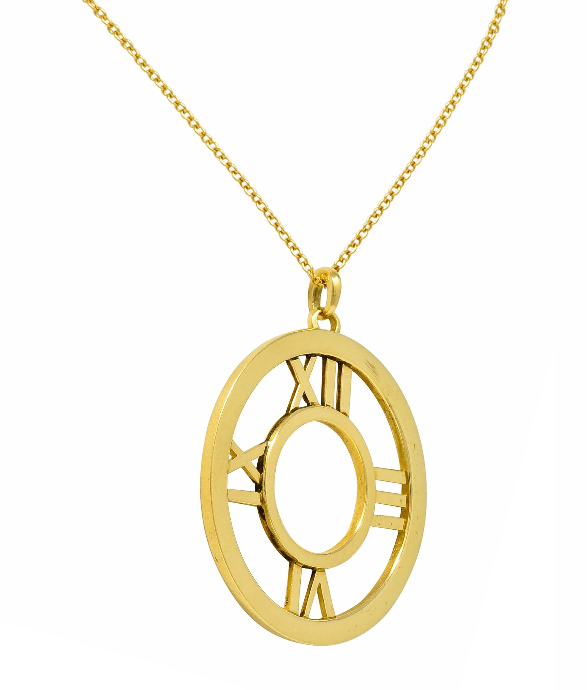 2003 Tiffany & Co. 18 Karat Gold Circular Atlas Pendant Necklace - Image 3