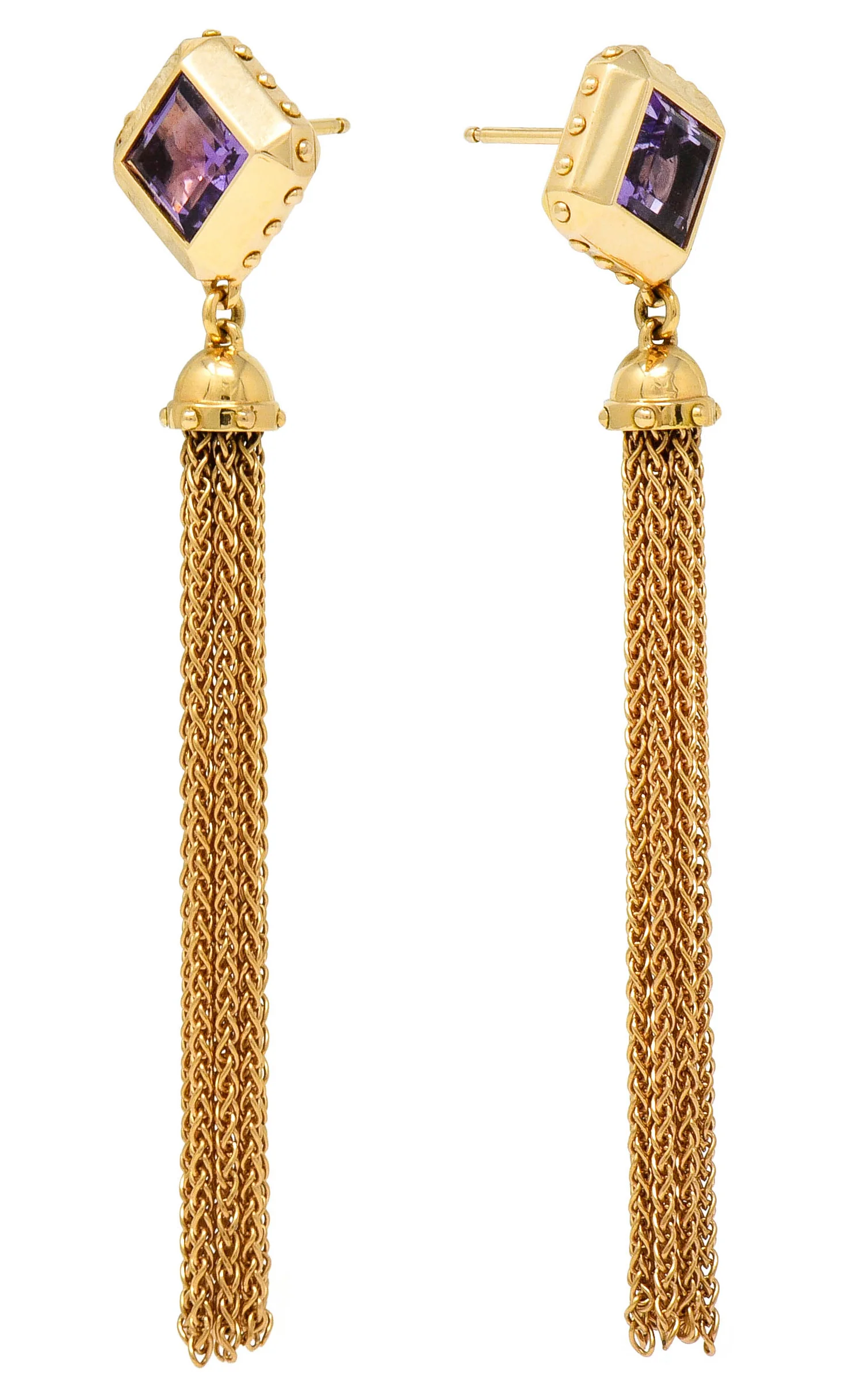 2014 Louis Vuitton Amethyst 18 Karat Gold Emprise Tassel Earrings - Image 3