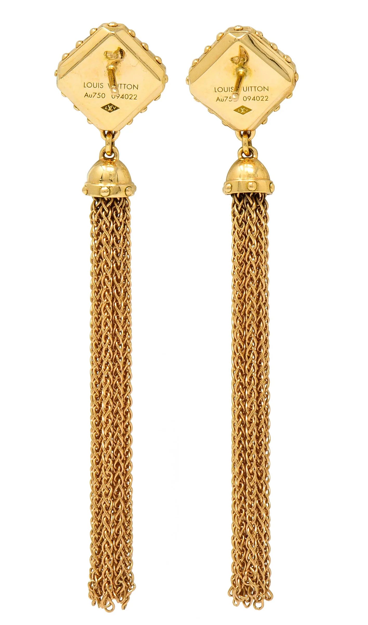 2014 Louis Vuitton Amethyst 18 Karat Gold Emprise Tassel Earrings - Image 4