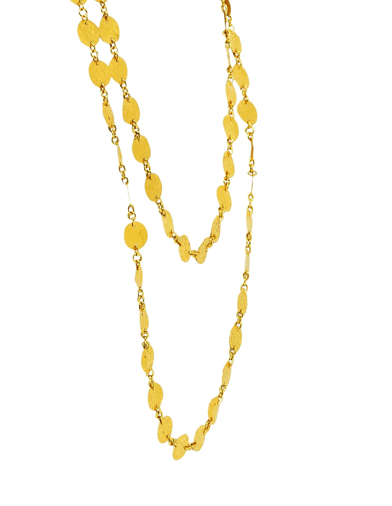 23 Karat Yellow Gold Hammered Disk Long Station Necklace - Image 3