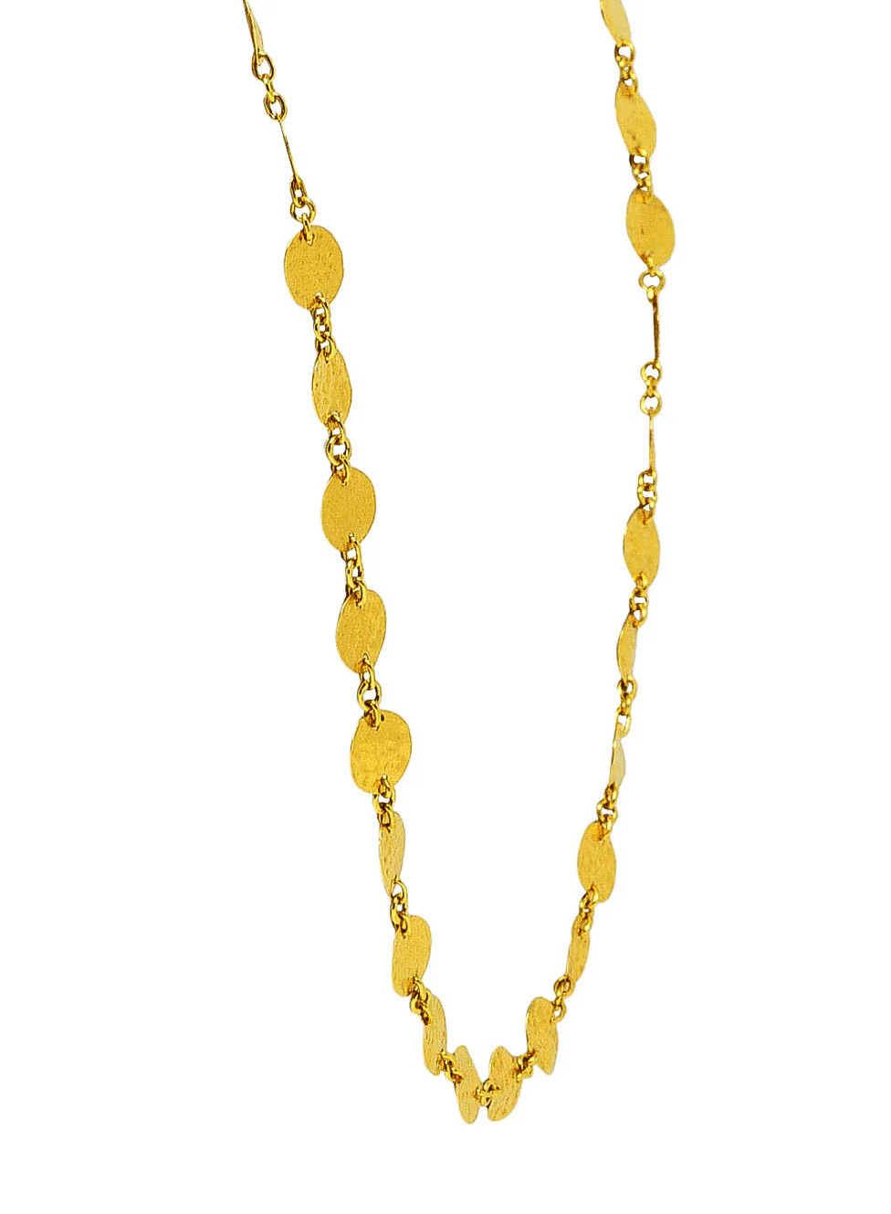 23 Karat Yellow Gold Hammered Disk Long Station Necklace - Image 4
