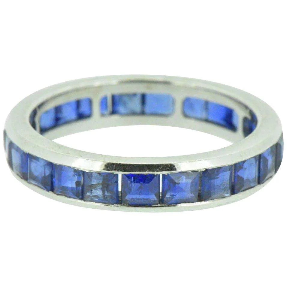 3.60 Carat Art Deco Stackable Sapphire Eternity Band Ring