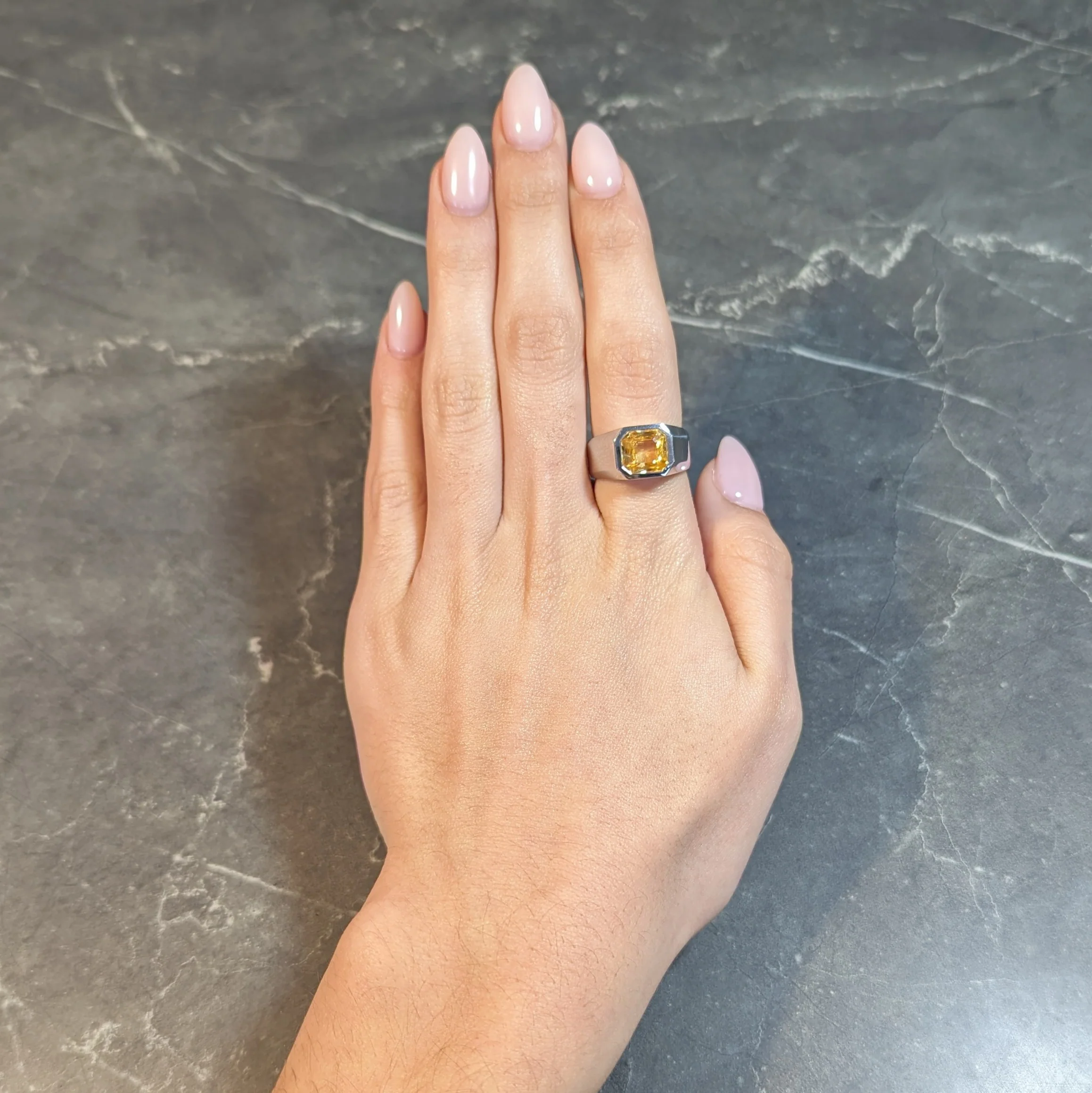 4.02 CTW No Heat Fancy Orangy Yellow Sri Lanka Ceylon Sapphire Unisex Ring GIA - Image 12